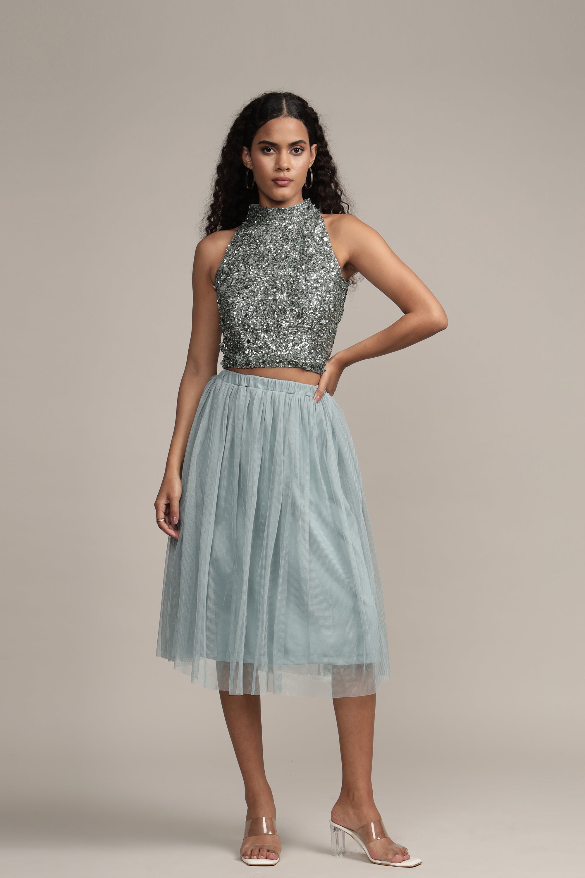 Stylish Gui Picasso Teal Sequin Top for Women | Elegant Party Blouse with Sparkling Sequins | Perfect for Night Out, Club Wear & Special Occasions