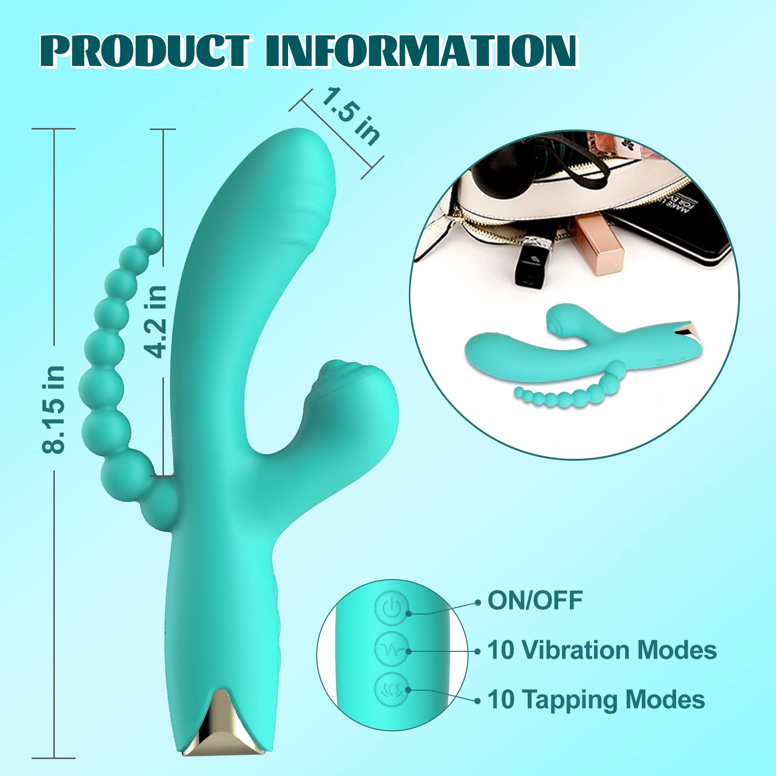 Premium G-Spot Rabbit Vibrator with 10 Vibration Modes & Suction - 3-in-1 Clitoral Stimulation, Anal Dildo for Women & Couples - Waterproof Rechargeable Silicone Adult Toy - Perfect for Solo Play & Romantic Nights