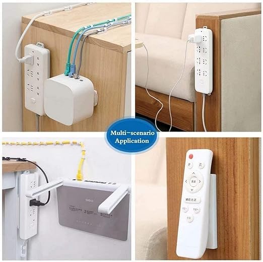 HomeAra Power Strip Holder - No Drill Wall Socket Sticker Mount, Holds Up to 10kg - Perfect for Desk, Wall, WiFi Router, Remote Control & Paper Towel Organization (2-Pack) - Ideal for Home Office, Bedroom & Kitchen Cable Management