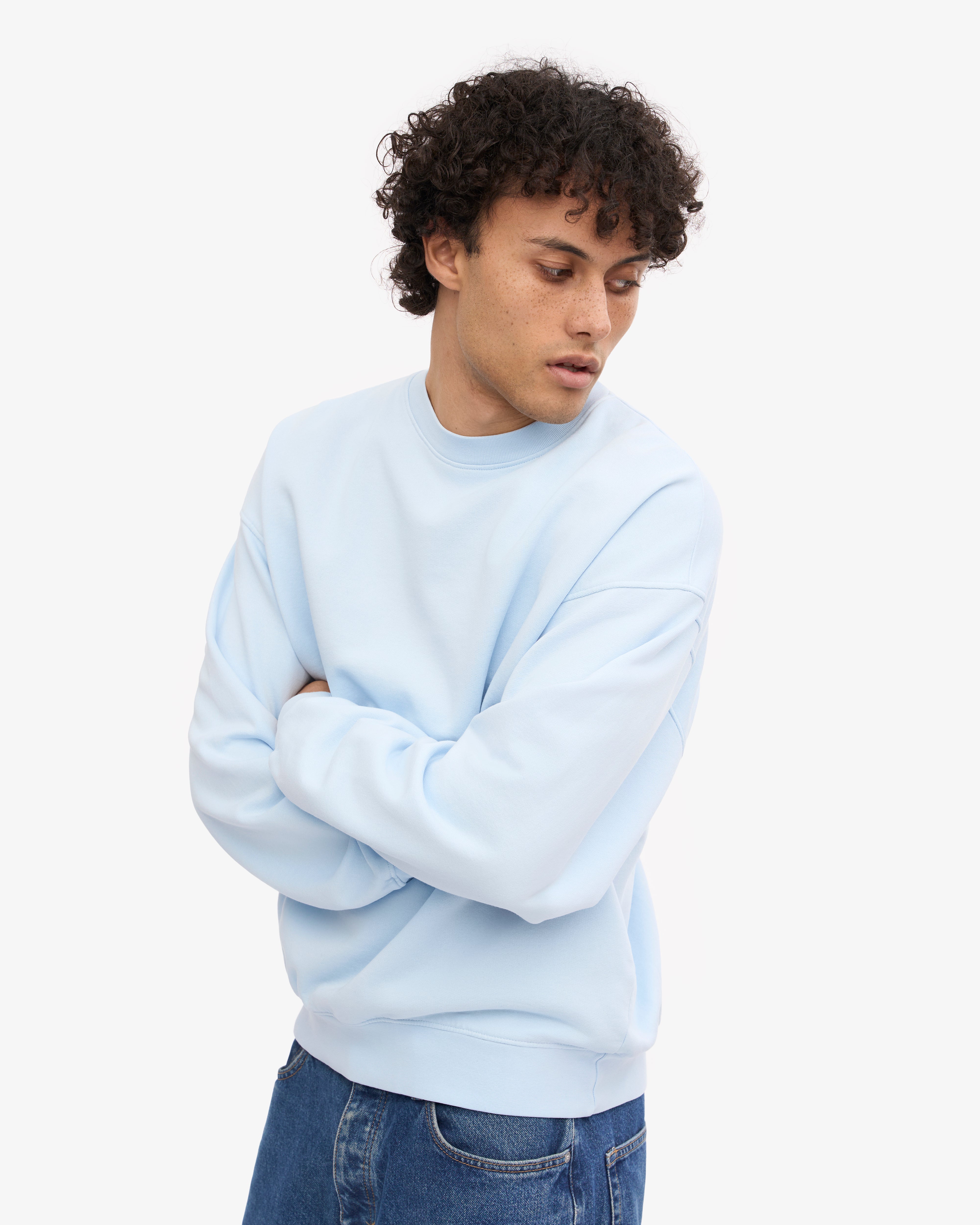 Organic Oversized Crewneck Sweatshirt - Polar Blue | Soft & Comfortable Unisex Pullover for Men & Women | Perfect for Casual Wear, Lounge & Outdoor Activities