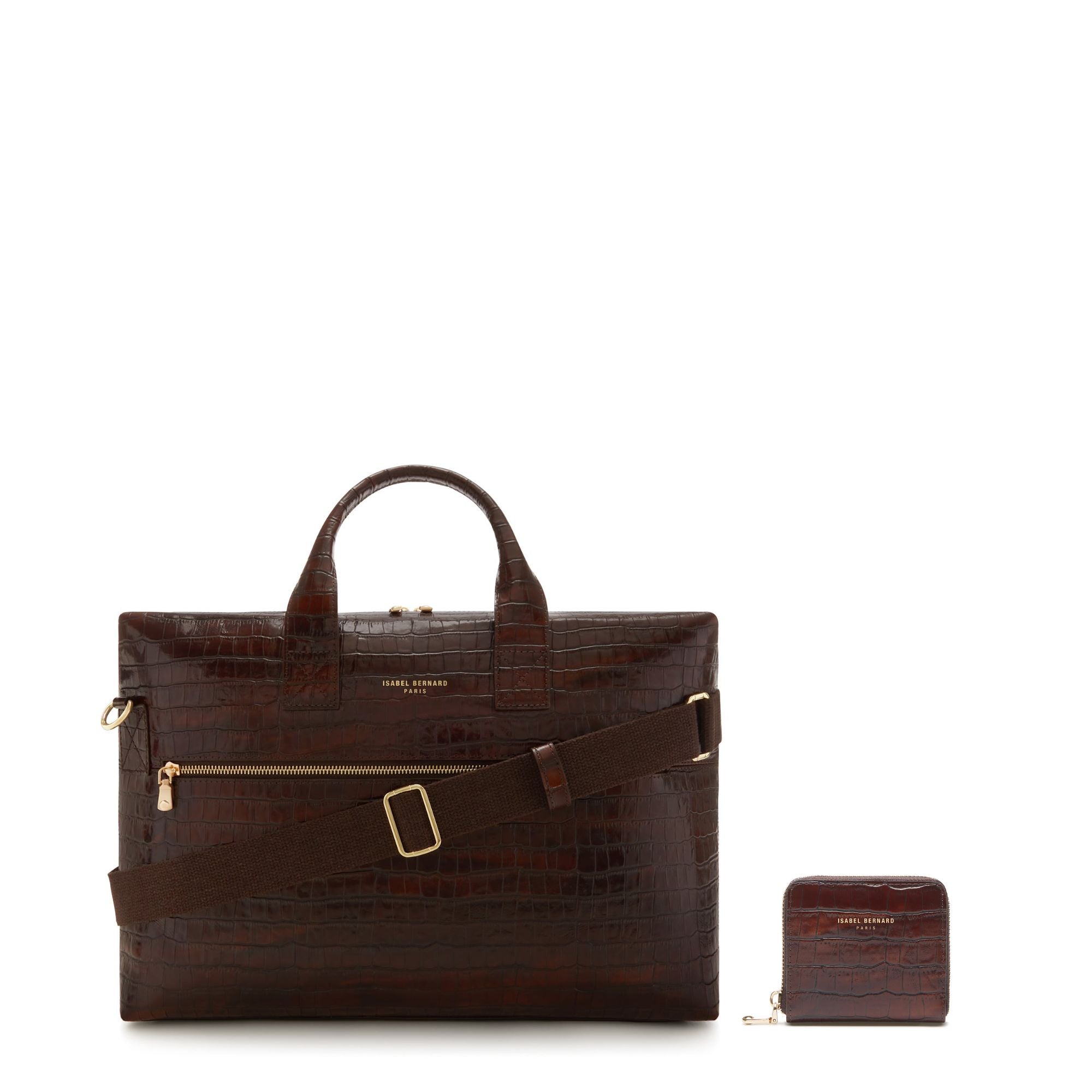 Isabel Croco Brown Calfskin Leather Handbag and Wallet Set for Women – Elegant Gift for Birthday, Anniversary & Special Occasions