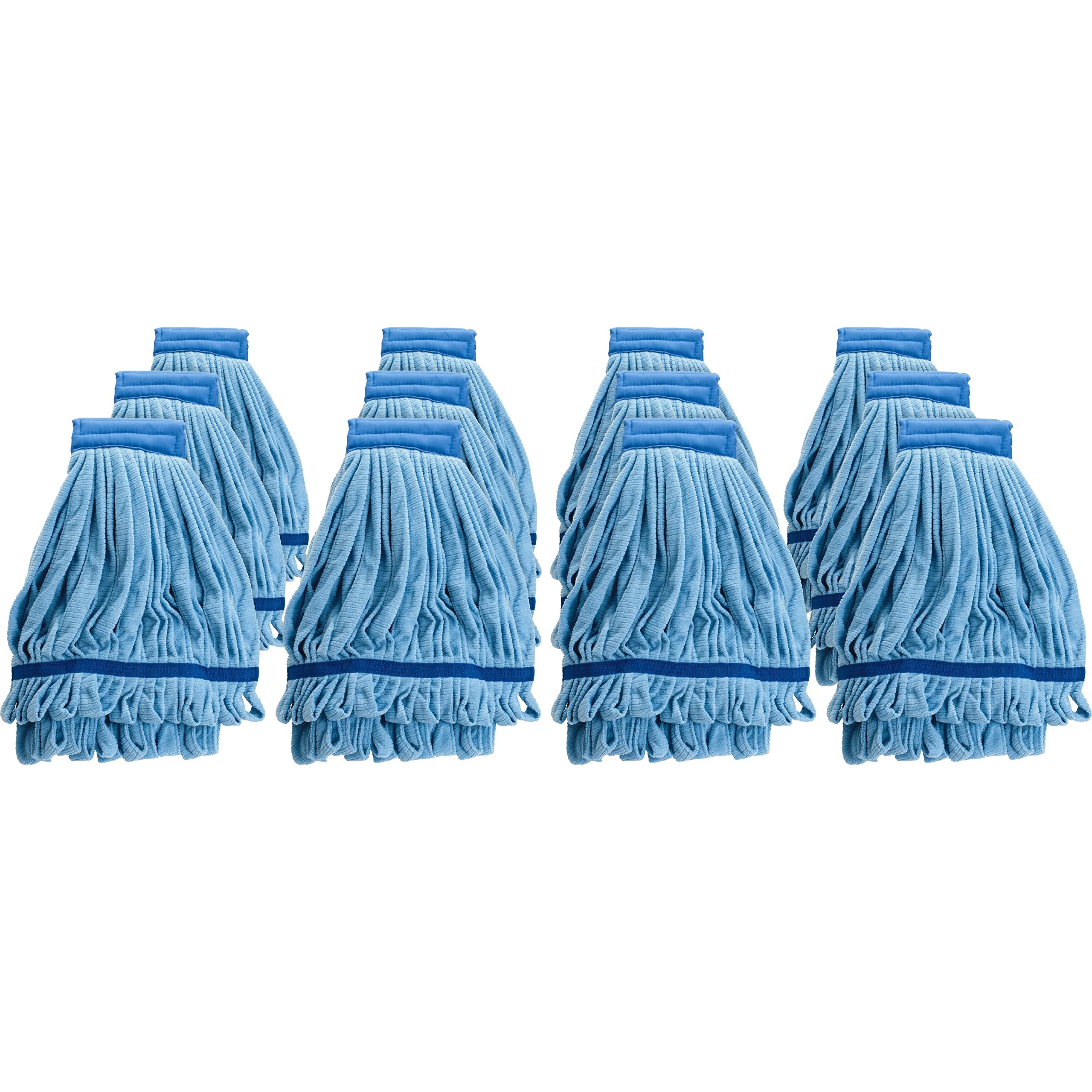 Genuine Joe GJO47540 Blue Microfiber Wet Mop Head Refill - 12 Pack | Premium Cleaning Replacement for Floors & Hard Surfaces | Ideal for Homes, Offices & Commercial Spaces