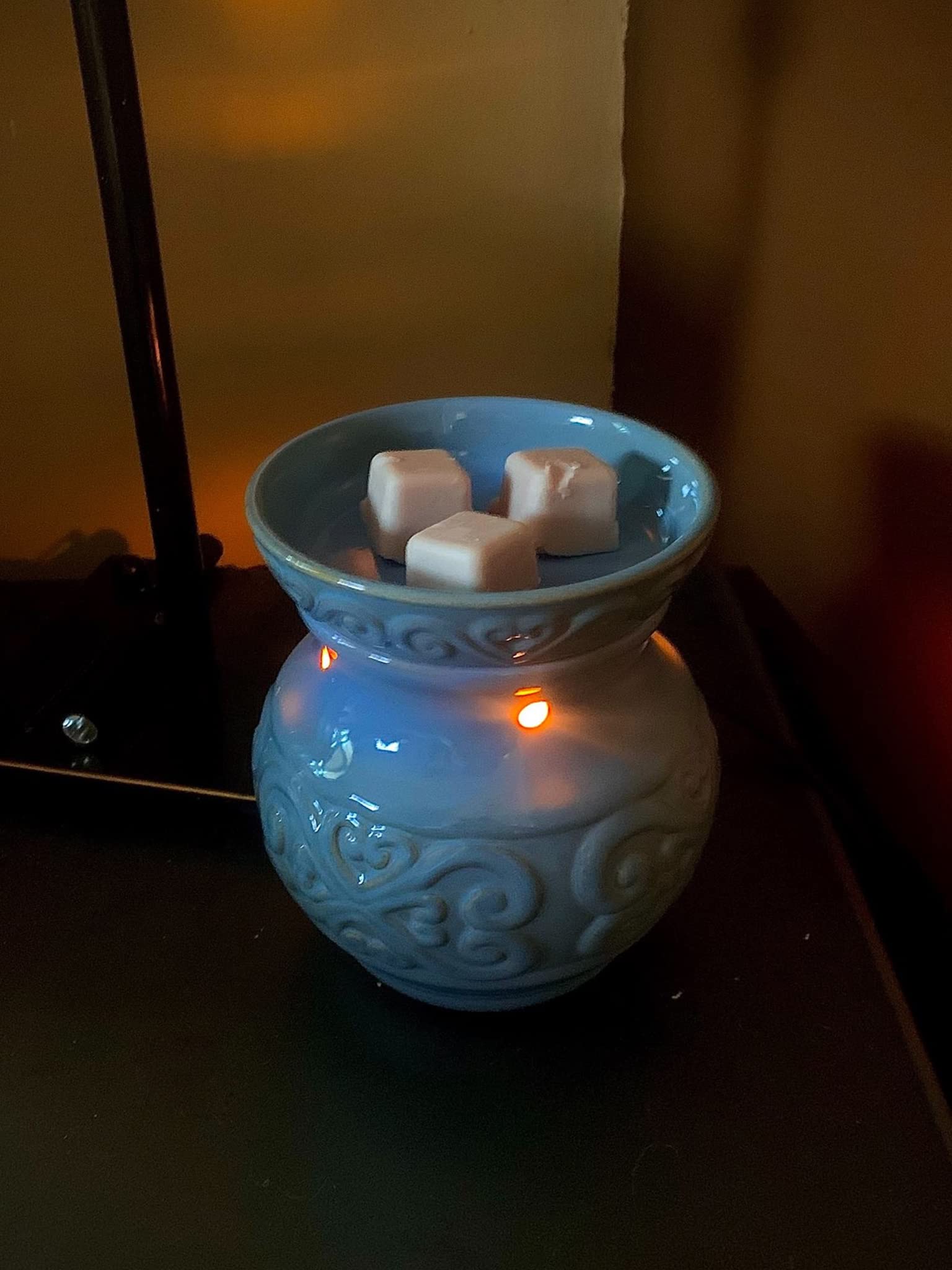 Hosley Blue Electric Ceramic Oil Warmer Gift Set - Aromatherapy Diffuser for Home, Office & Spa Relaxation