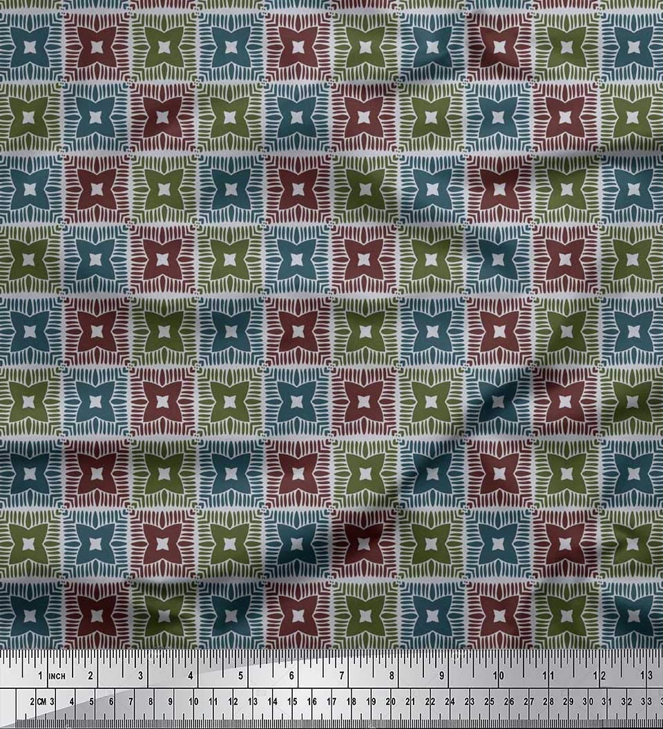 Soimoi Moss Georgette Brown Fabric by The Yard - 42 Inch Wide Floral Printed Fabric with Artistic Flower Motifs - Perfect for Dresses, Blouses, Scarves and Home Decor Projects