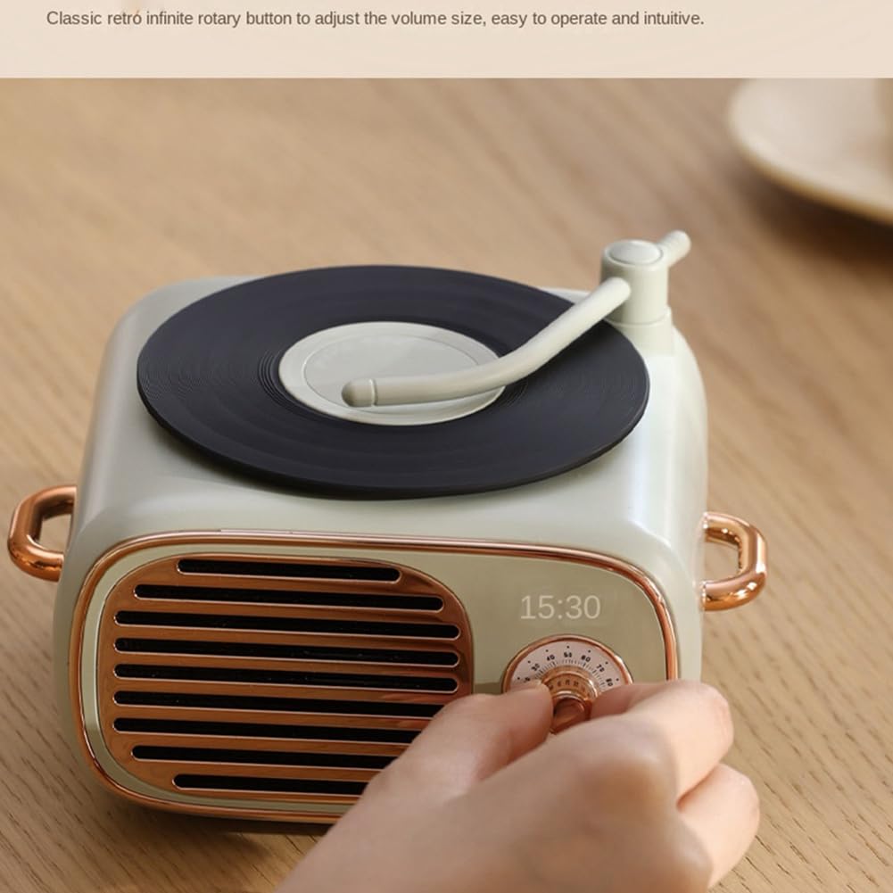 Vintage Bluetooth Speaker with Clock & Wireless Mic - Portable Mini Speaker for Home, Office, Travel | Osmond Old Fashioned Wireless Speaker with FM Radio & AUX Input