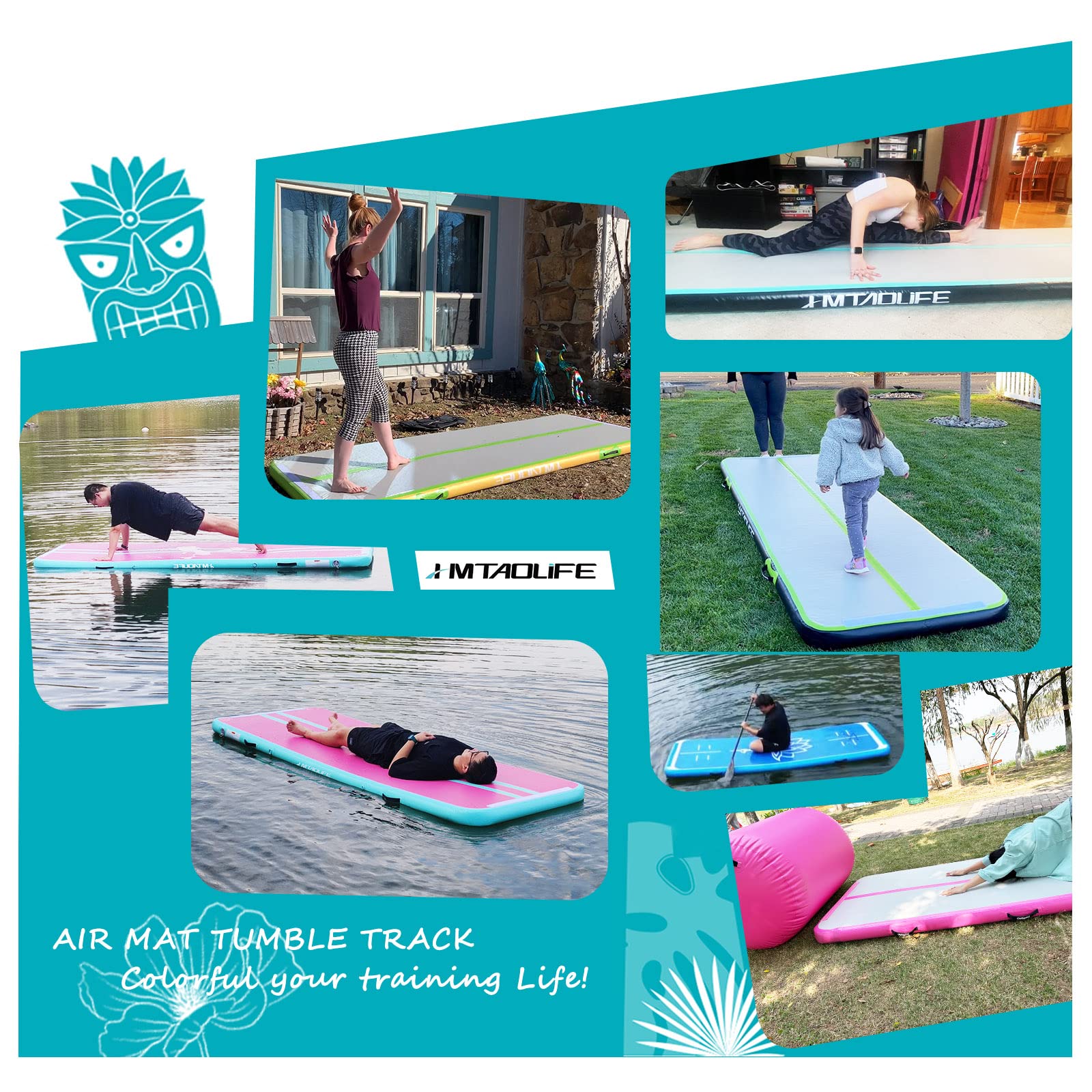 Inflatable Gymnastics Air Roller & Tumble Barrel Mat - Yoga Backbend Trainer for Cheerleading, Home Workouts & Kids Tumbling Practice - Perfect for Yoga Studios, Gymnastics Training & Indoor Fitness