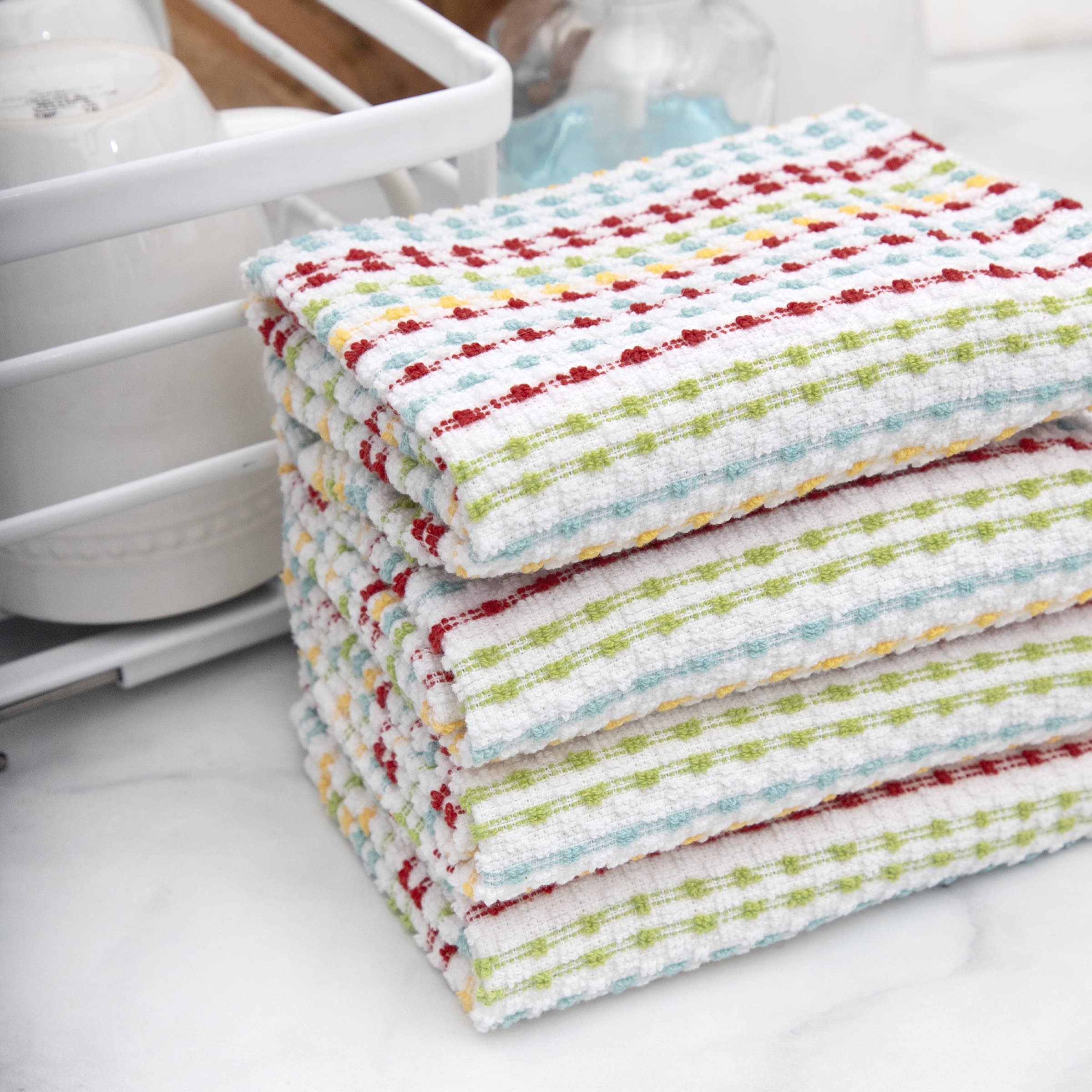 **Ritz Pebble Bar Mop Towels - 100% Cotton, Super Absorbent & Soft Kitchen Towels for Wiping Tables, Counters, Dishes - Durable & Quick-Drying - 4-Pack Multicolor - Perfect for Restaurants, Home & Commercial Use**