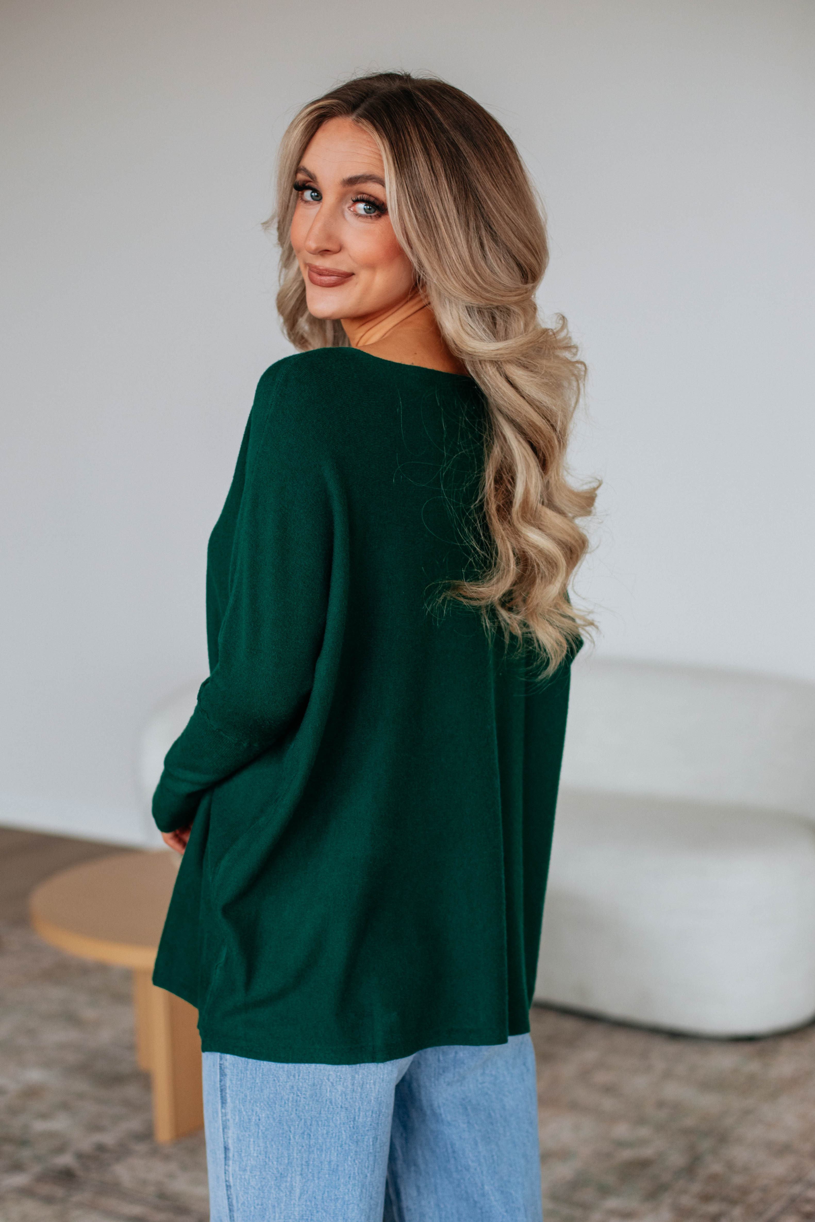 Edella Women's Chunky Knit Sweater - Soft Hunter Green Pullover for Fall & Winter | Cozy Casual Wear, Office Outfit, Weekend Relaxation