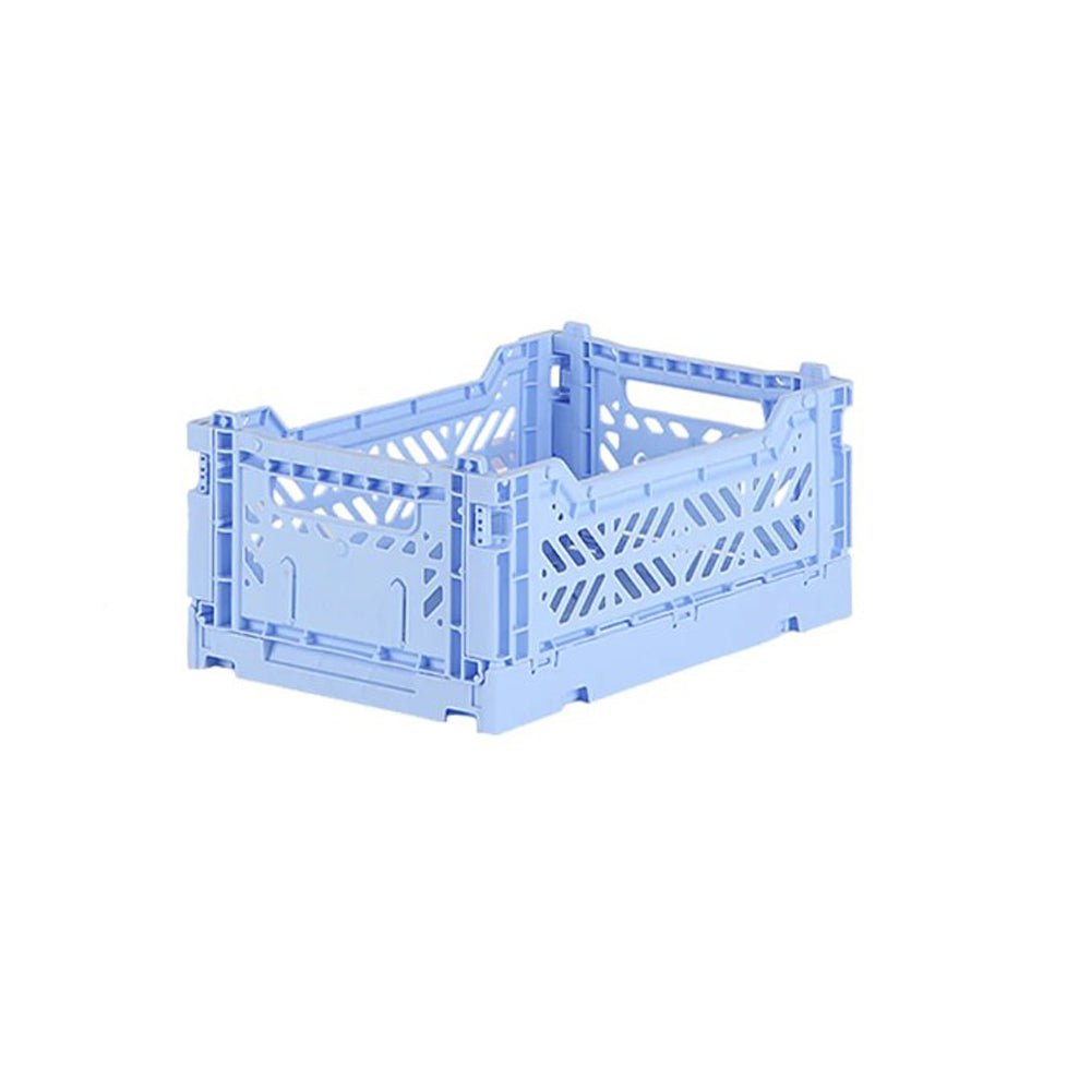 AyKasa Foldable Storage Crate - Baby Blue | Collapsible Plastic Bin for Home, Office, Nursery & Toy Organization | Perfect for Laundry, Books & Kids Toys