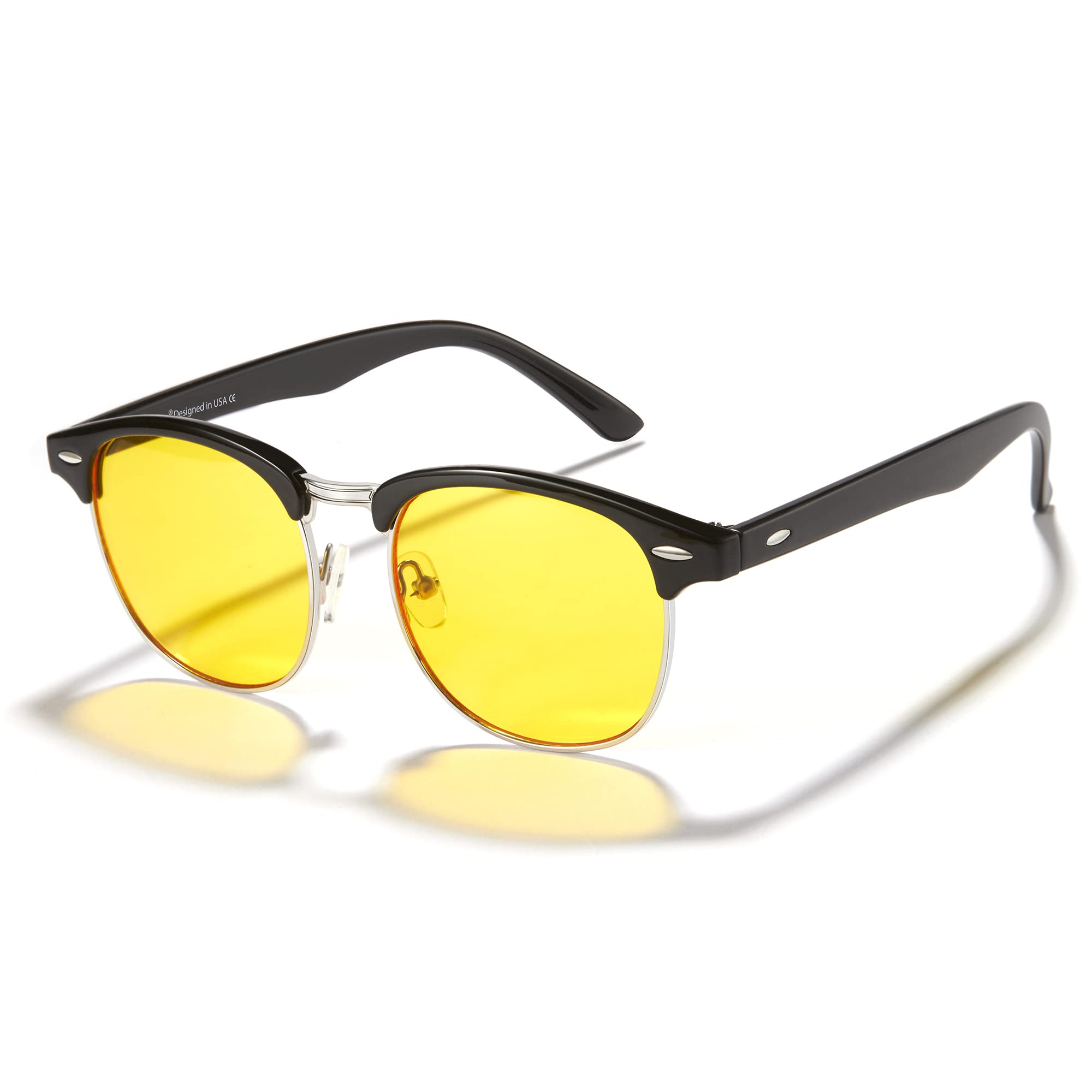 Cyxus Retro Semi-Rimless Blue Light Blocking Glasses for Men - Clear Computer & Gaming Glasses to Reduce Eye Strain & Block Harmful Blue Light (8056Y01) - Perfect for Office Work, Gaming & Screen Time Protection