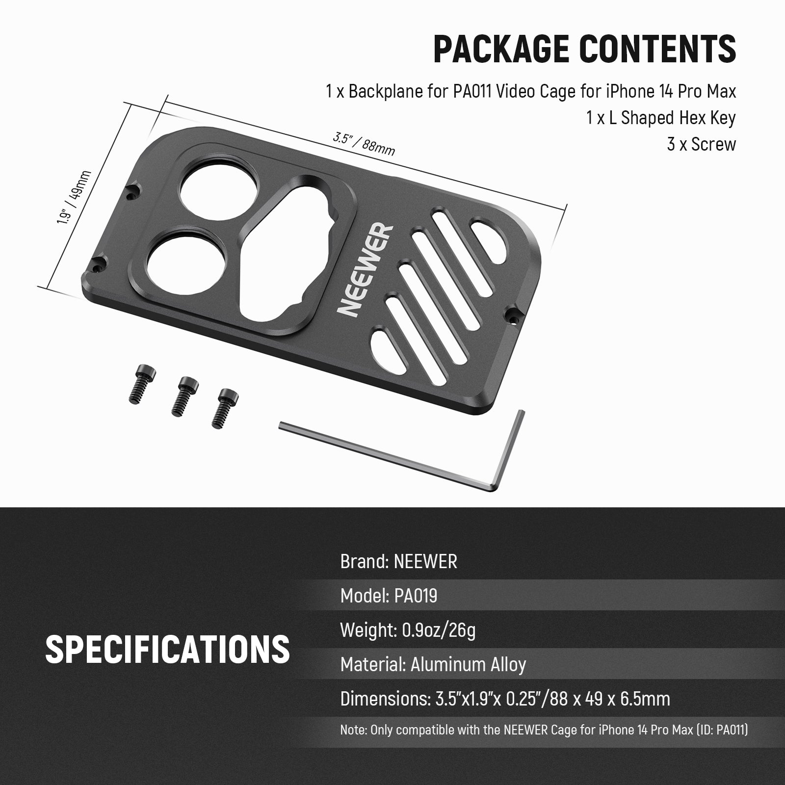 NEEWER PA019 Lens Backplate for iPhone 14 Pro Max - Professional Camera Lens Mount - Perfect for Vlogging, Photography & Content Creation
