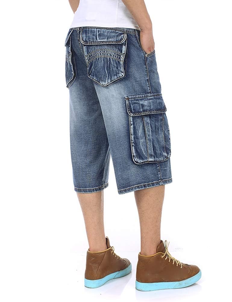 IDEALSANXUN Men's Baggy Jean Shorts - Casual Loose Fit Denim Jorts for Summer | Perfect for Beach, Streetwear & Outdoor Activities