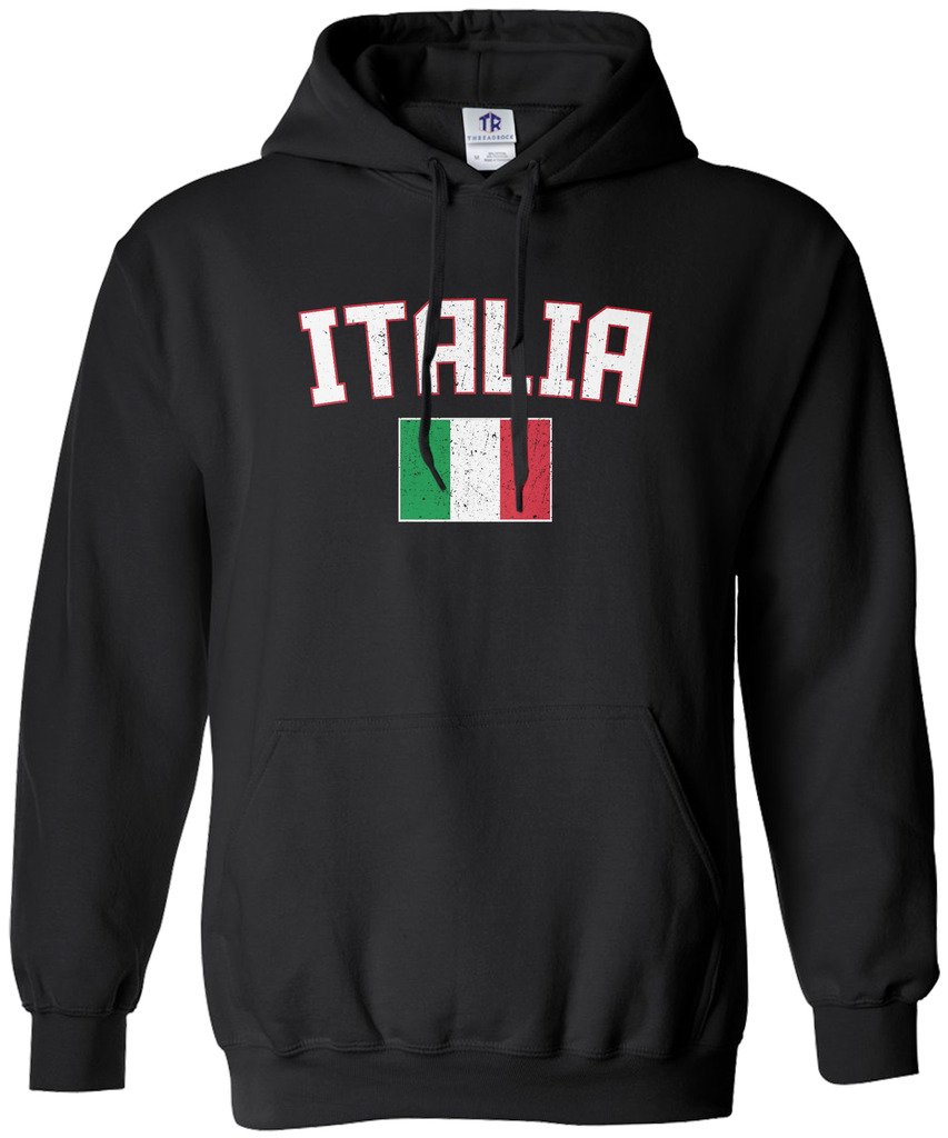 Threadrock Women's Italia Flag Hoodie Sweatshirt - Comfortable Pullover Hooded Sweatshirt for Women, Italian Flag Design - Perfect for Casual Wear, Sports Events, and Patriotic Celebrations
