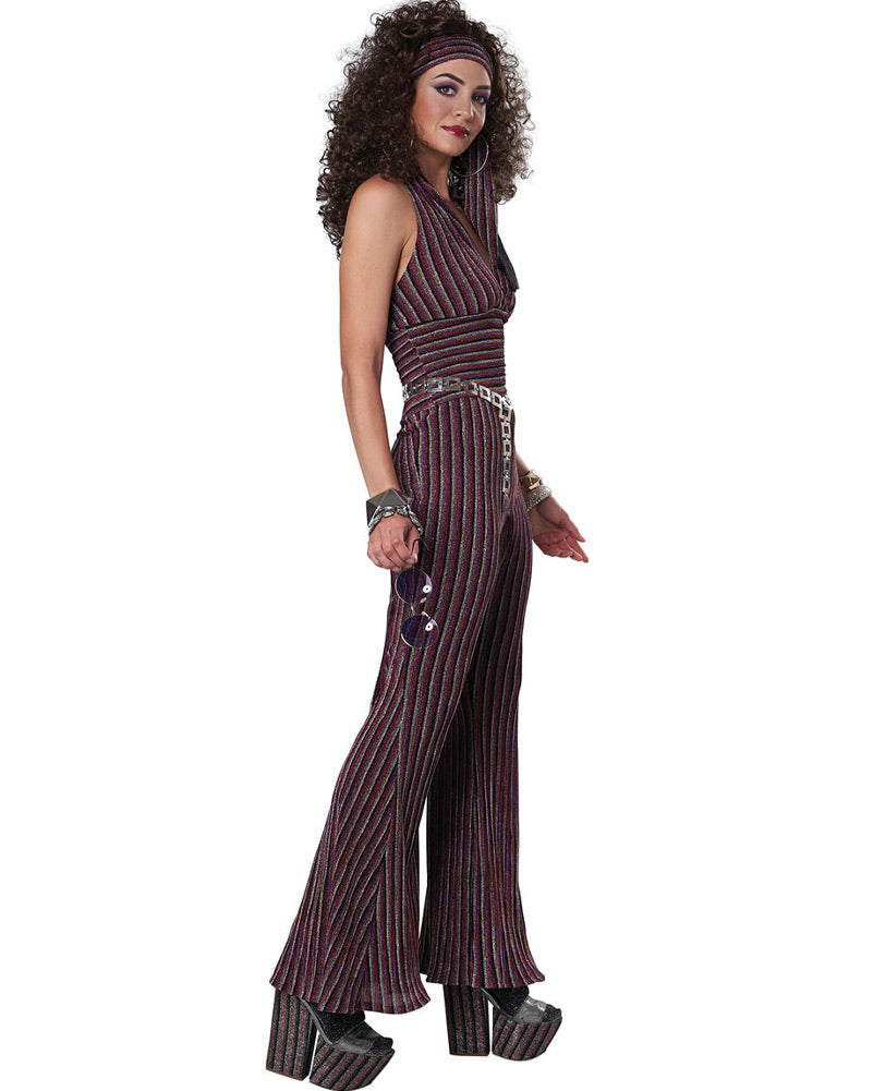 70s Halter Pant Set for Women - Vintage 1970s Hippie Costume Outfit for Halloween, Theme Parties & Retro Fashion