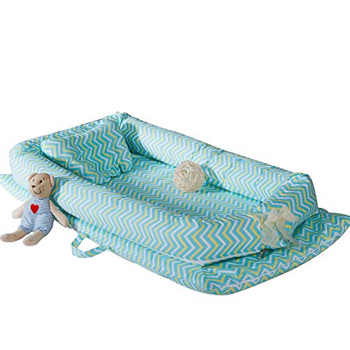 HANSHAN Premium Baby Nest Lounger - Breathable Hypoallergenic Portable Crib for Co-Sleeping, 35×19×5 Inches (Color: C) - Perfect for Newborns, Nursery, Travel & Bedside Sleeping