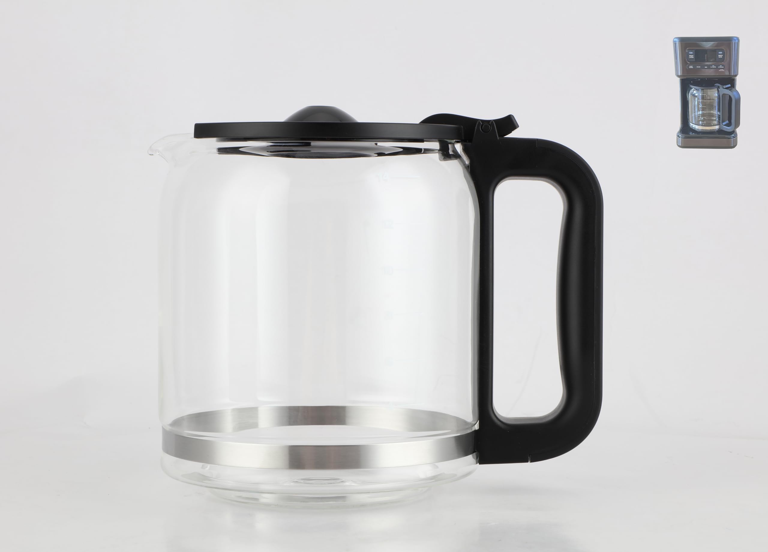 14-Cup Glass Coffee Maker Replacement for Mr. Coffee BVMC-PC14 - BPA-Free, Food Safe, Heat-Resistant Handle - Perfect for Home, Office, or Restaurant Use
