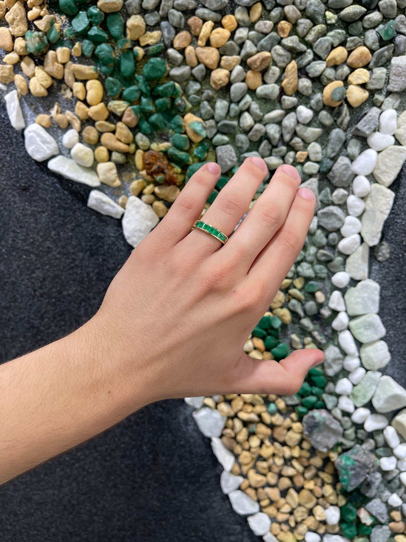 1.40tcw Genuine Vivid Green Emerald 14K Gold Wedding Band Ring for Men - Perfect for Engagement, Anniversary & Special Occasion Gifts