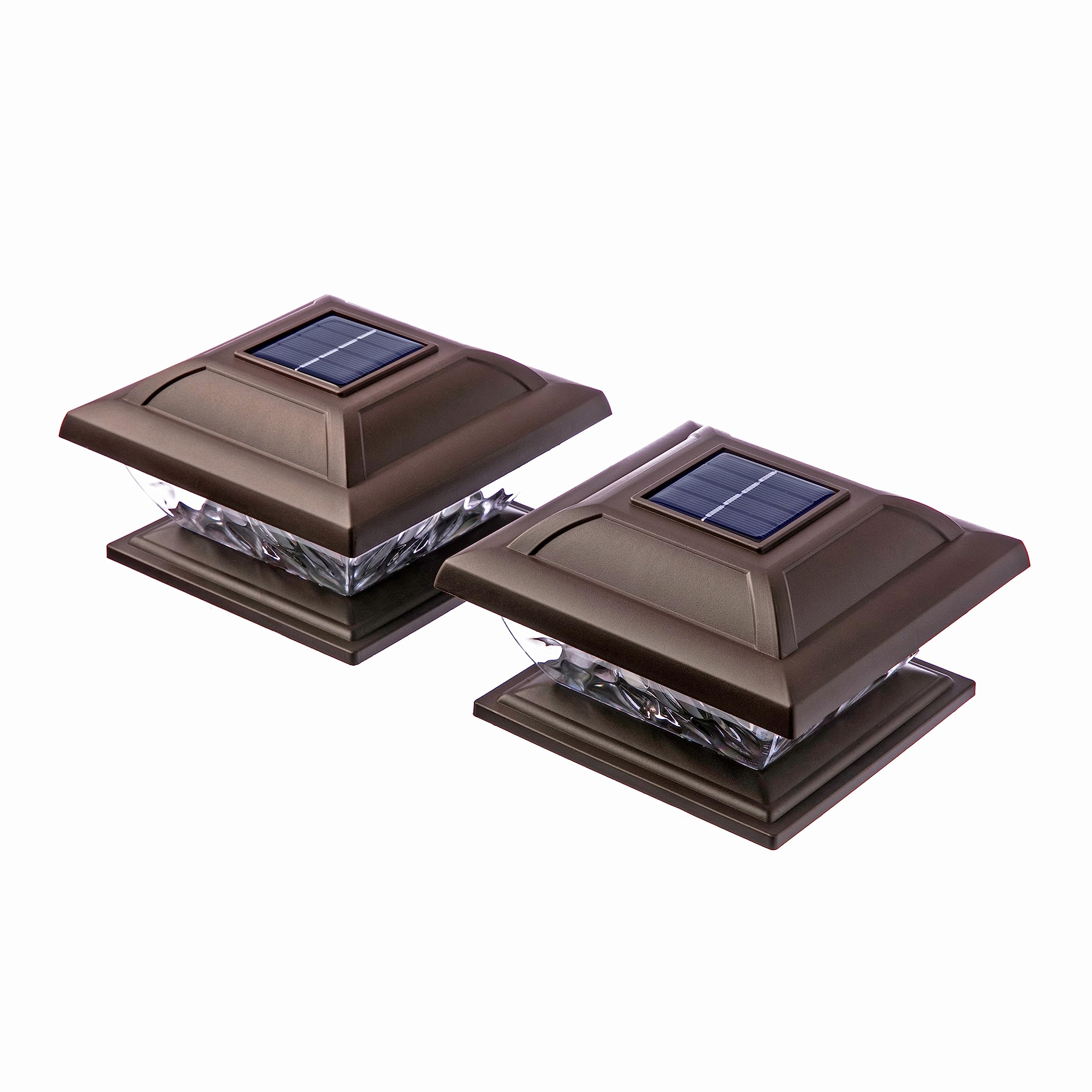 Home Zone Living Solar Post Cap Lights - Energy-Efficient LED Outdoor Lighting for 4-6 Inch Posts, Weatherproof Bronze Finish (2-Pack) - Perfect for Garden Fence, Deck, Patio & Pathway Illumination