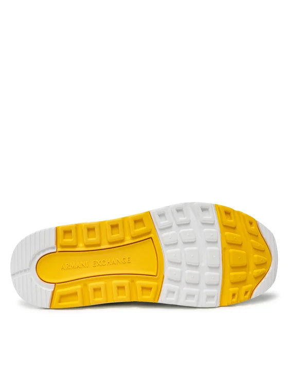 Armani Exchange Grey & Yellow Sneakers for Men - Stylish Casual Shoes for Walking, Running & Everyday Wear