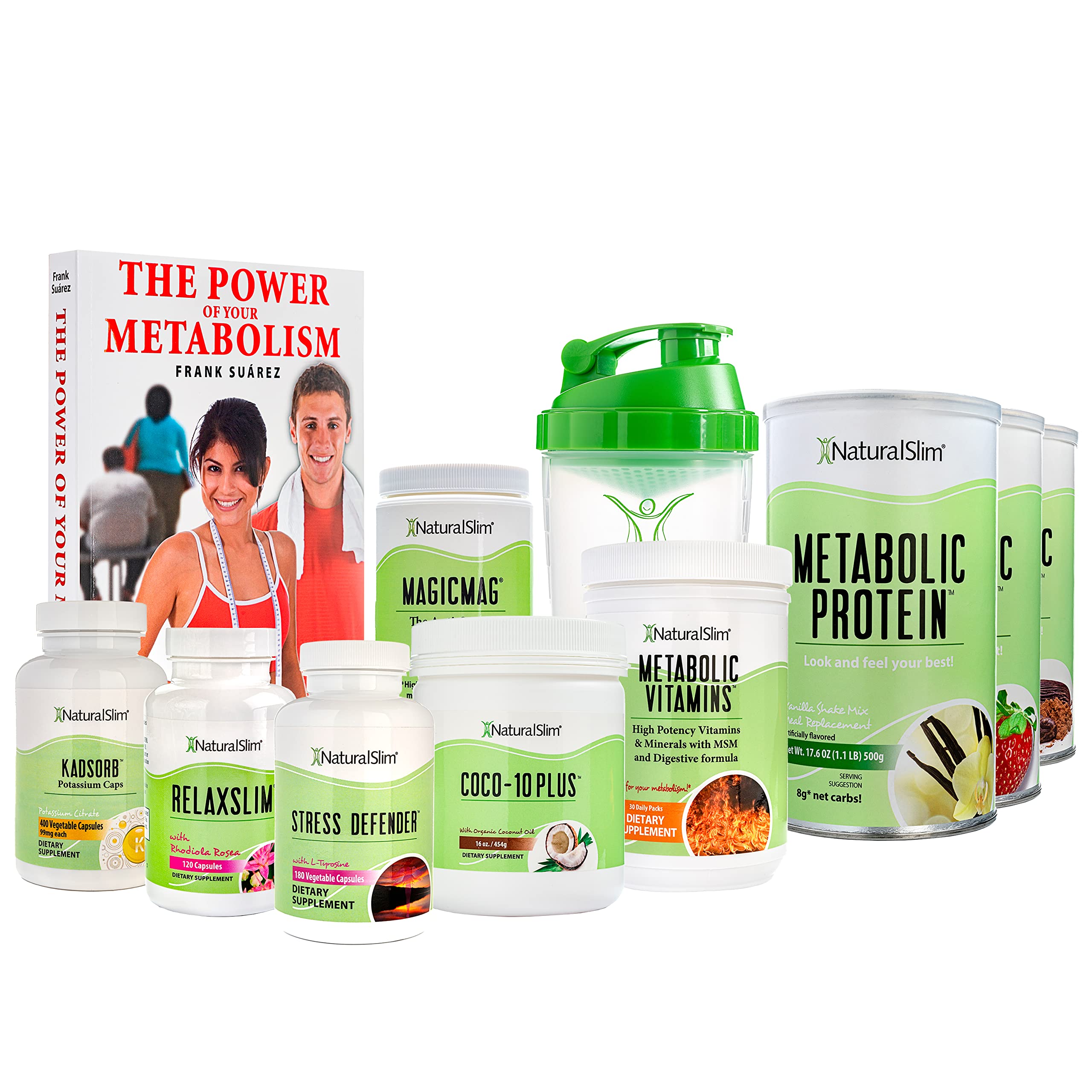 NaturalSlim Speed Package - Stress Relief & Sleep Support Bundle with Magnesium Supplement & Whey Protein Powder | Includes Free Spanish Book by Frank Suarez | Weight Management & Energy Boost for Busy Lifestyles