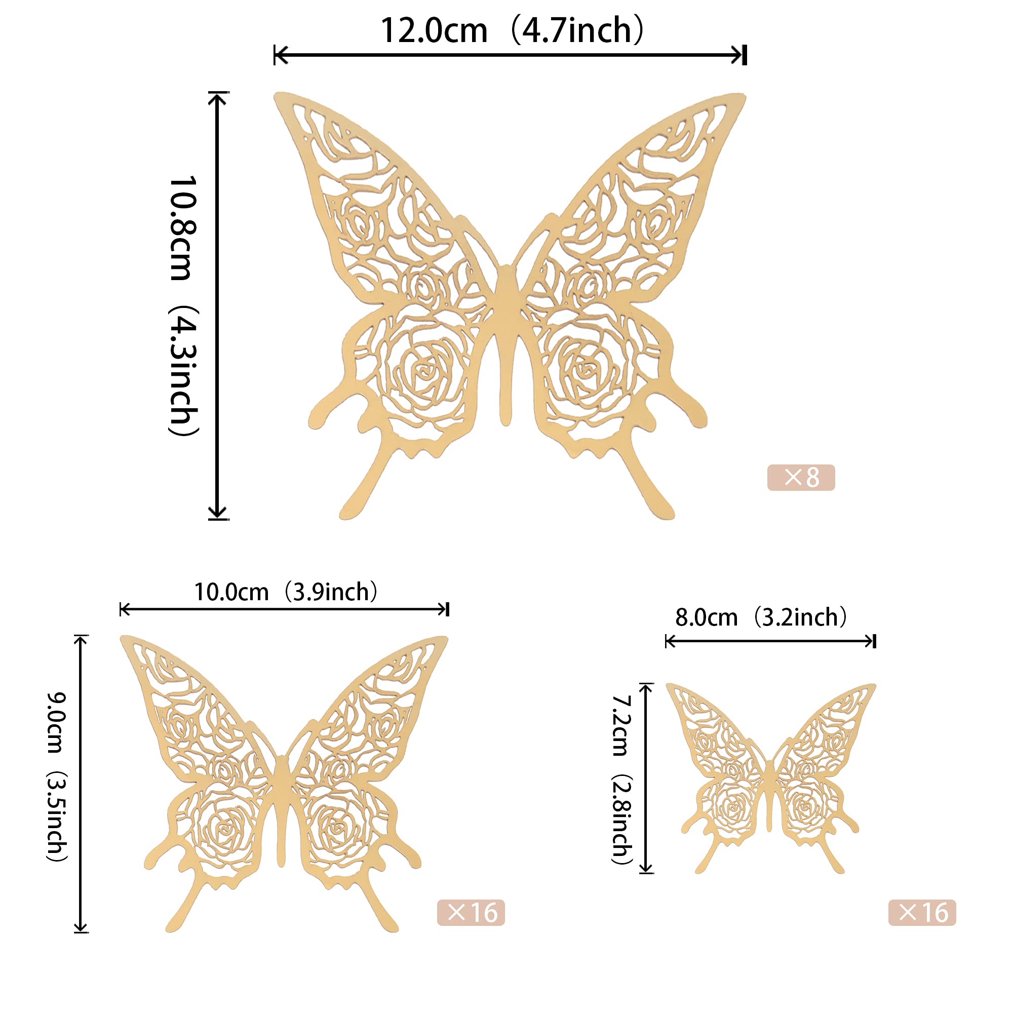 40 PCS Glitter 3D Butterfly Wall Stickers - DIY Home Decor for Kids Room, Wedding, Anniversary - Gold Butterfly Theme Wall Art for Bedroom, Nursery, Party Decoration