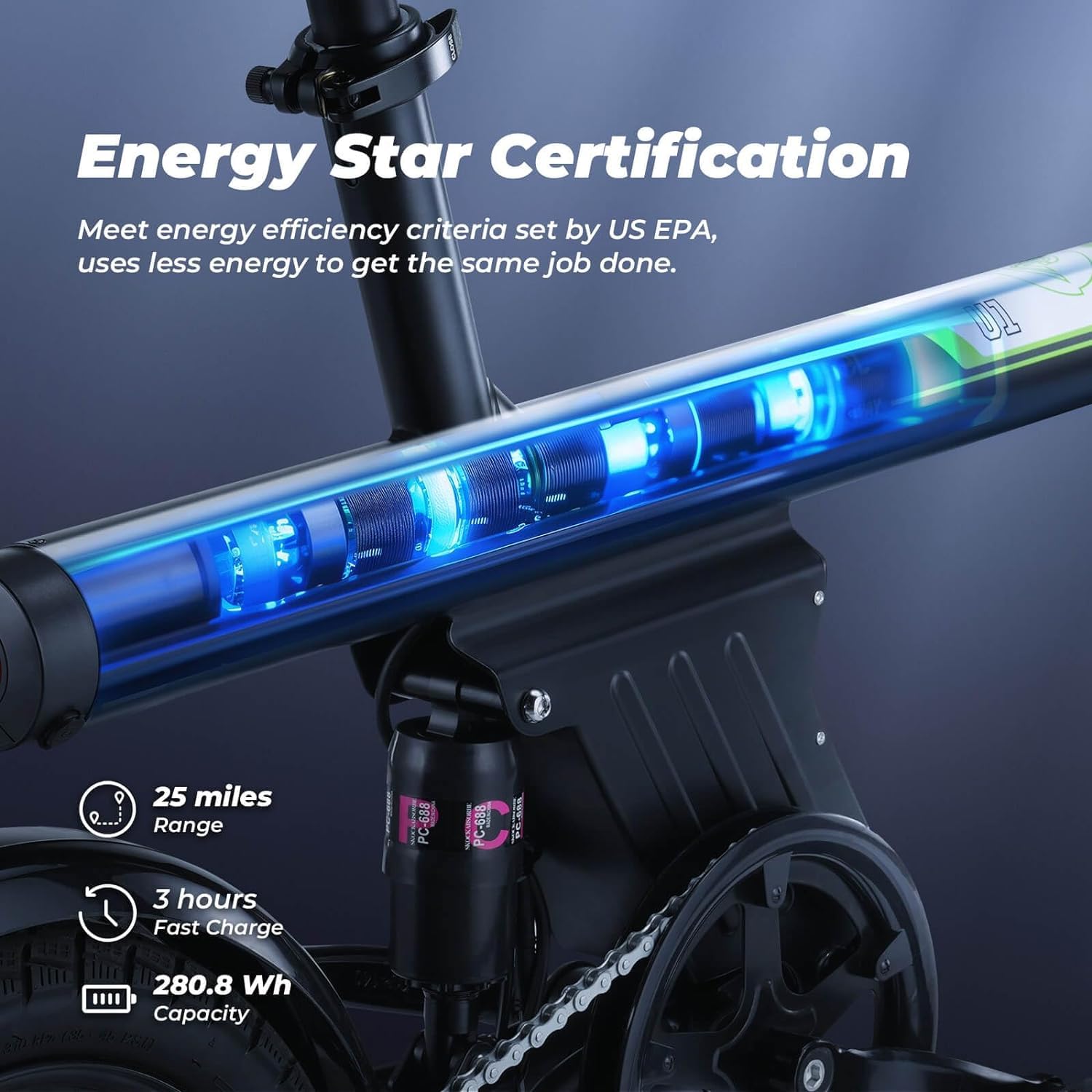 iSinwheel U1 500W Folding Electric Bike for Adults - 20 mph, 14