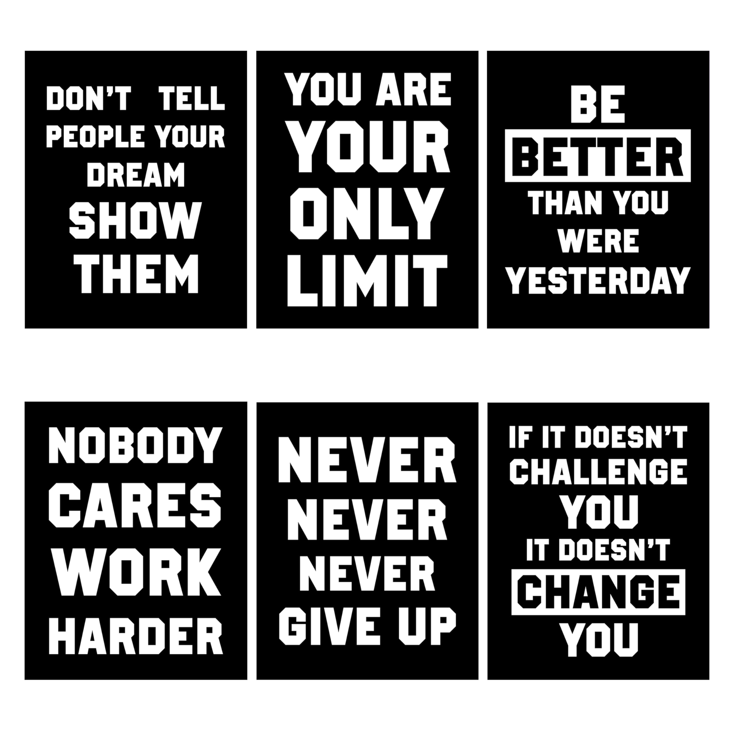 Motivational Quotes Wall Art Prints 8x10 Unframed (6-Pack) - Inspirational Home & Office Decor for Living Room, Bedroom, Workspace - Perfect for Gifts, Meditation Spaces & Daily Encouragement