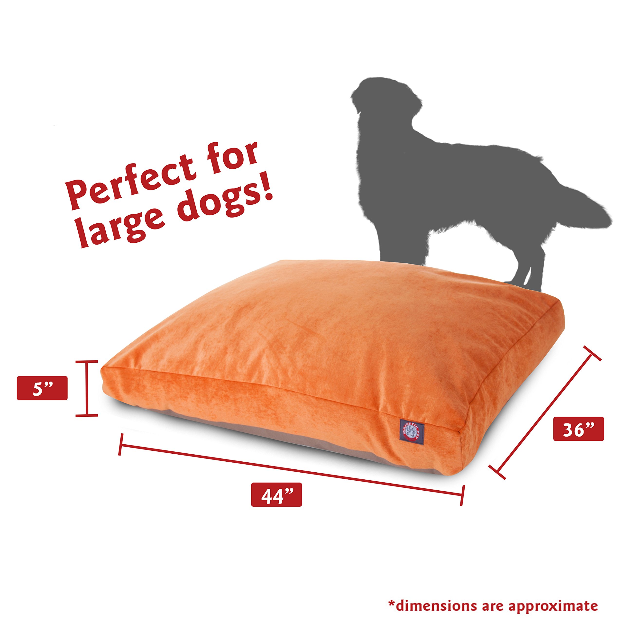Majestic Pet Villa Rectangle Washable Dog Bed – Non-Slip Comfortable Crate Bed with Removable Cover – Large Orange Polyester Fiber Kennel Bed for Sleeping – Perfect for Home, Office & Travel Use