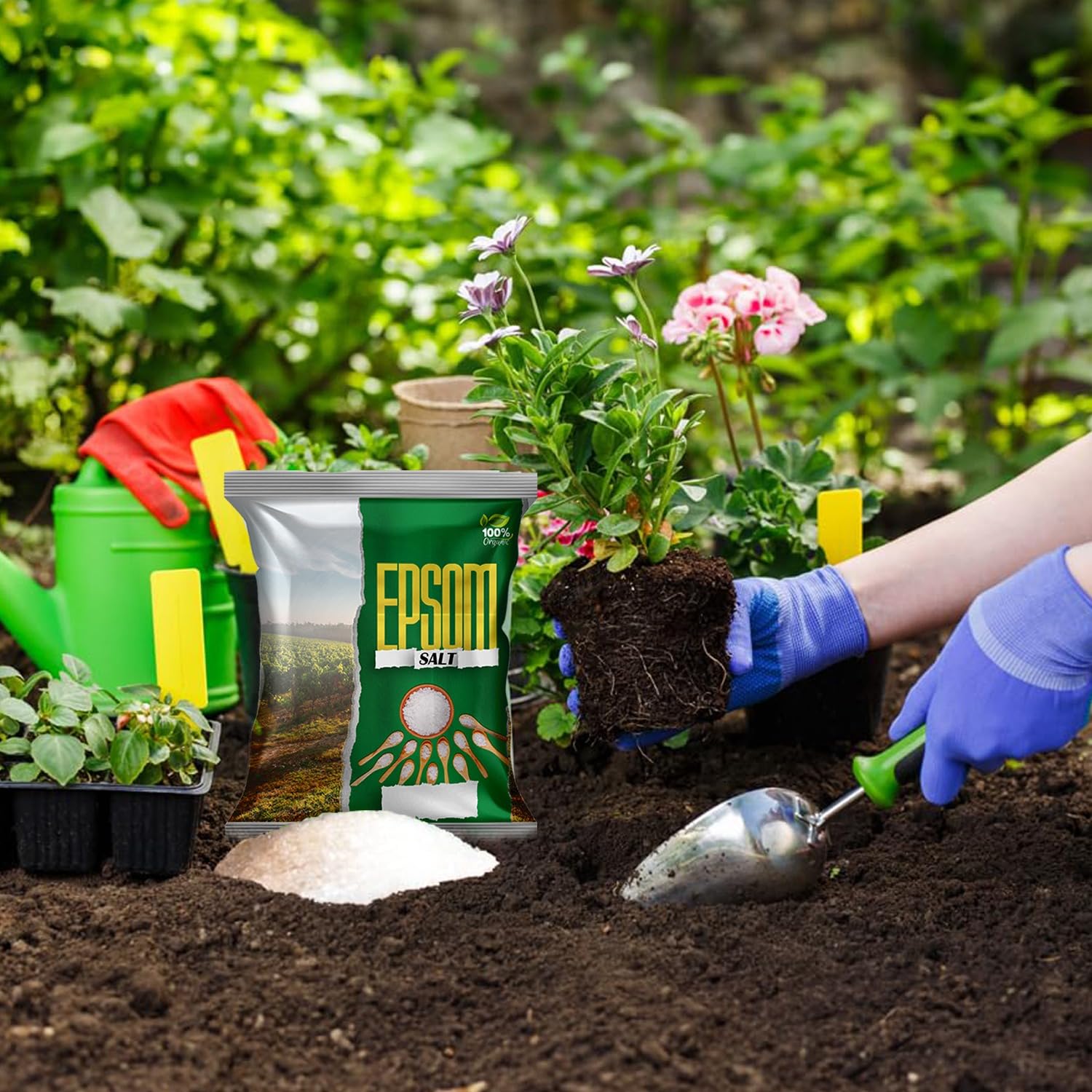 Pure Epsom Salt for Healthy Plants - 5kg (11 lbs) Magnesium Sulfate Fertilizer | Garden Soil Enhancer & Nutrient Booster for Lush Greenery