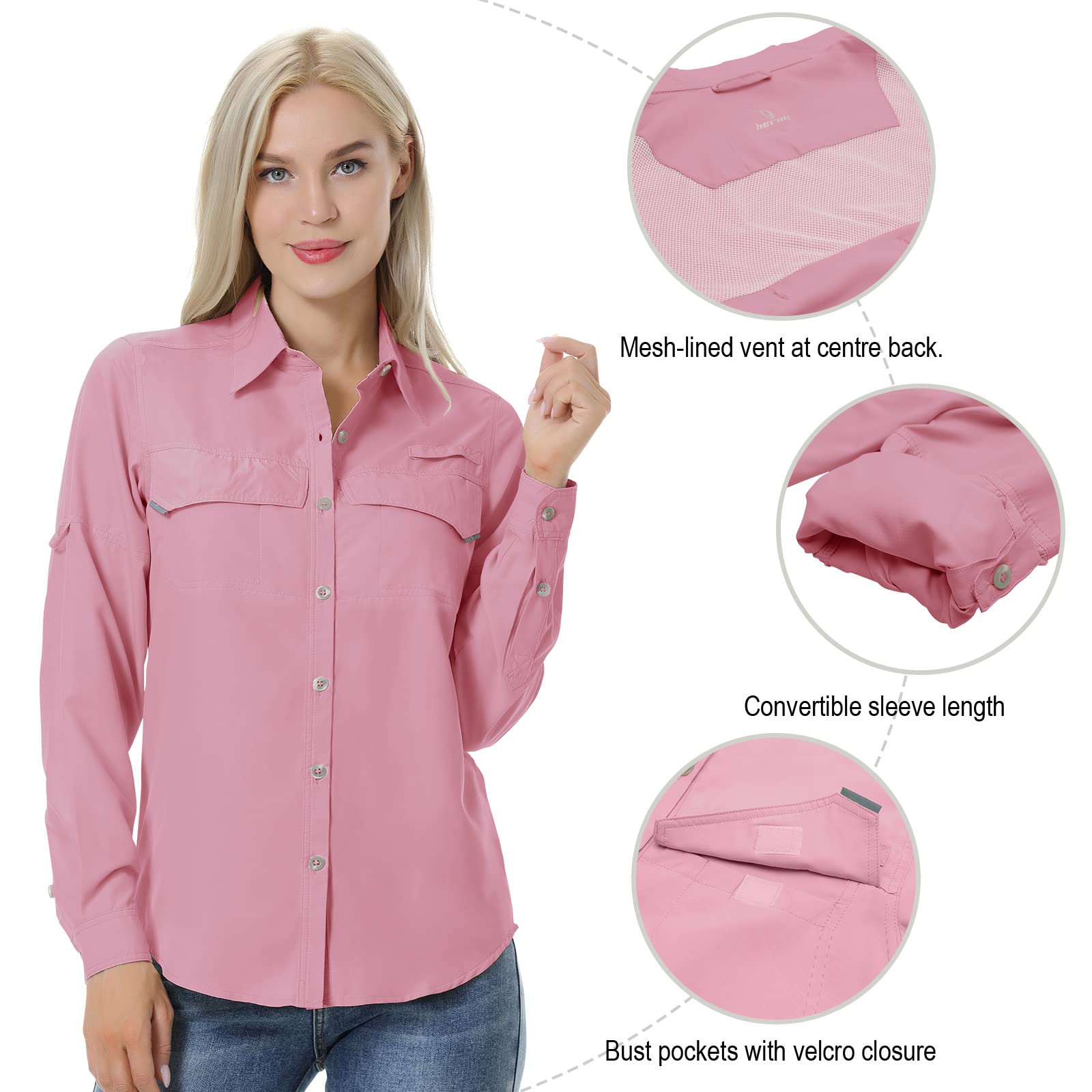 Women's UPF 50+ Sun Protection Long Sleeve Shirt - Breathable Fishing, Hiking & Safari Shirt for Outdoor Adventures | UV Blocking Rash Guard for Beach, Camping & Travel