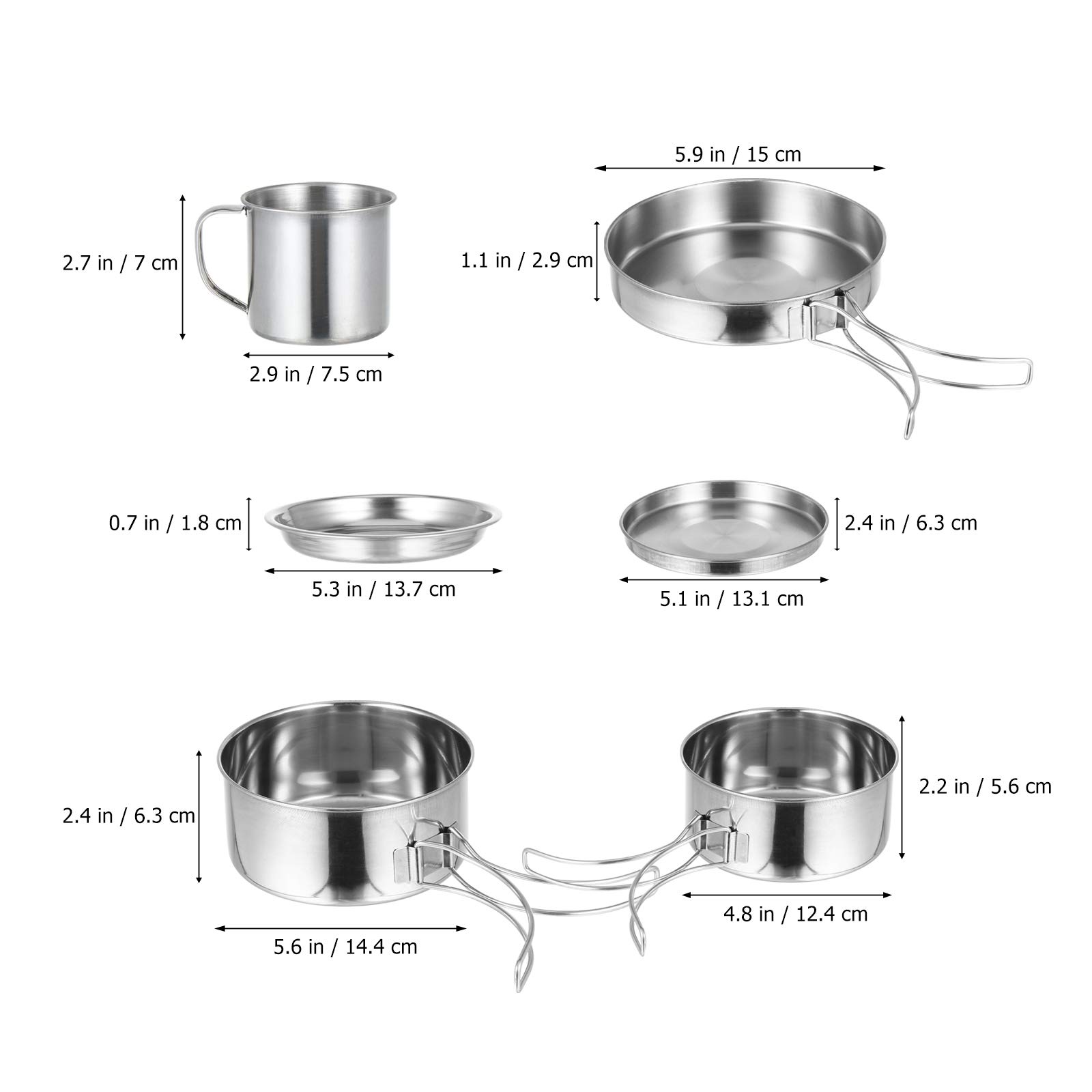 BESPORTBLE 8-Piece Stainless Steel Camping Cookware Set - Lightweight Outdoor Cooking Pots & Pans for Backpacking, Hiking, Camping Trips - Perfect for Boiling, Frying & Stewing in the Wilderness
