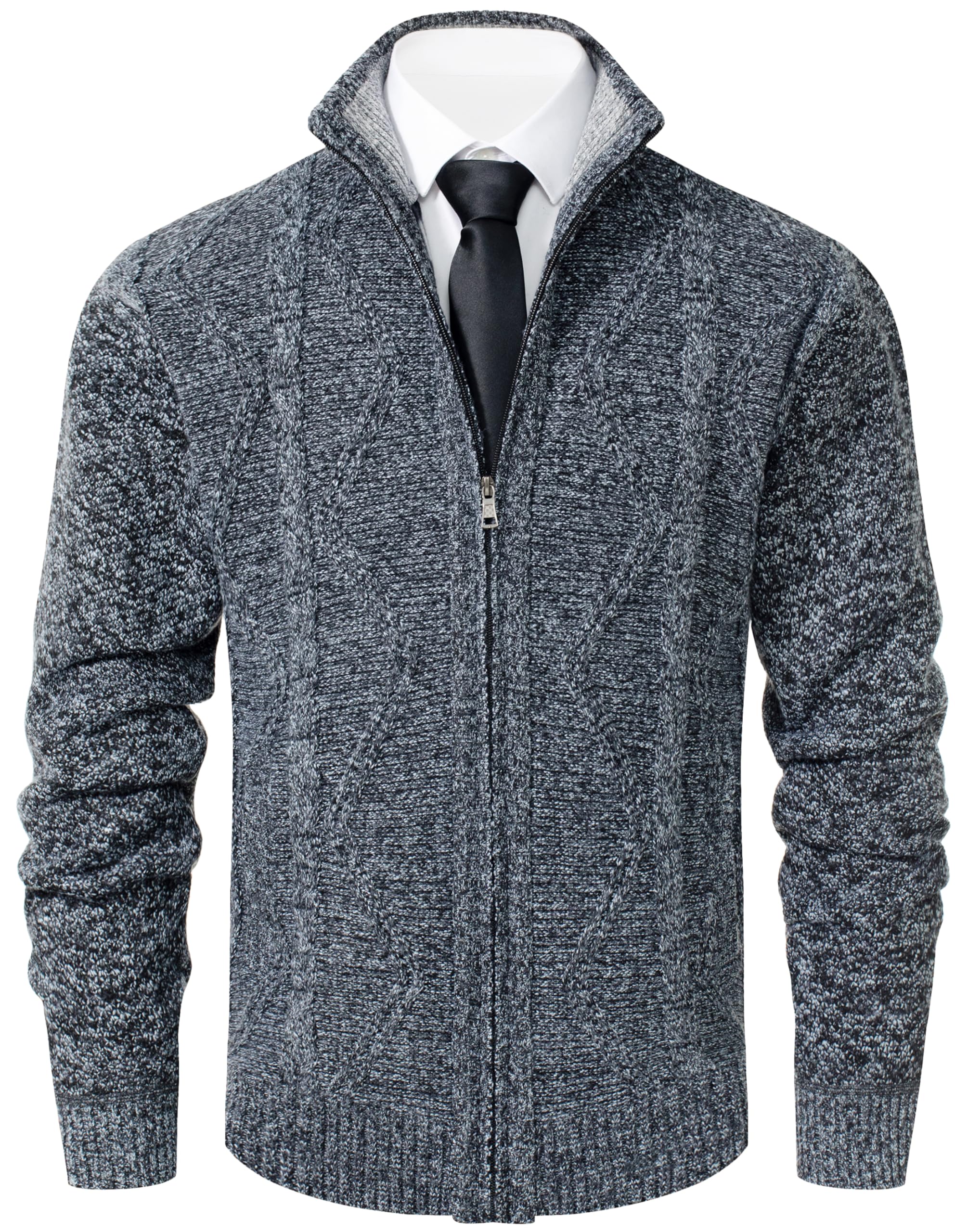 Vcansion Men's Classic Cardigan Sweater - Stand Collar Slim Fit Casual Knit Pullover for Fall & Winter | Office Wear, Dating Outfits, Weekend Relaxation
