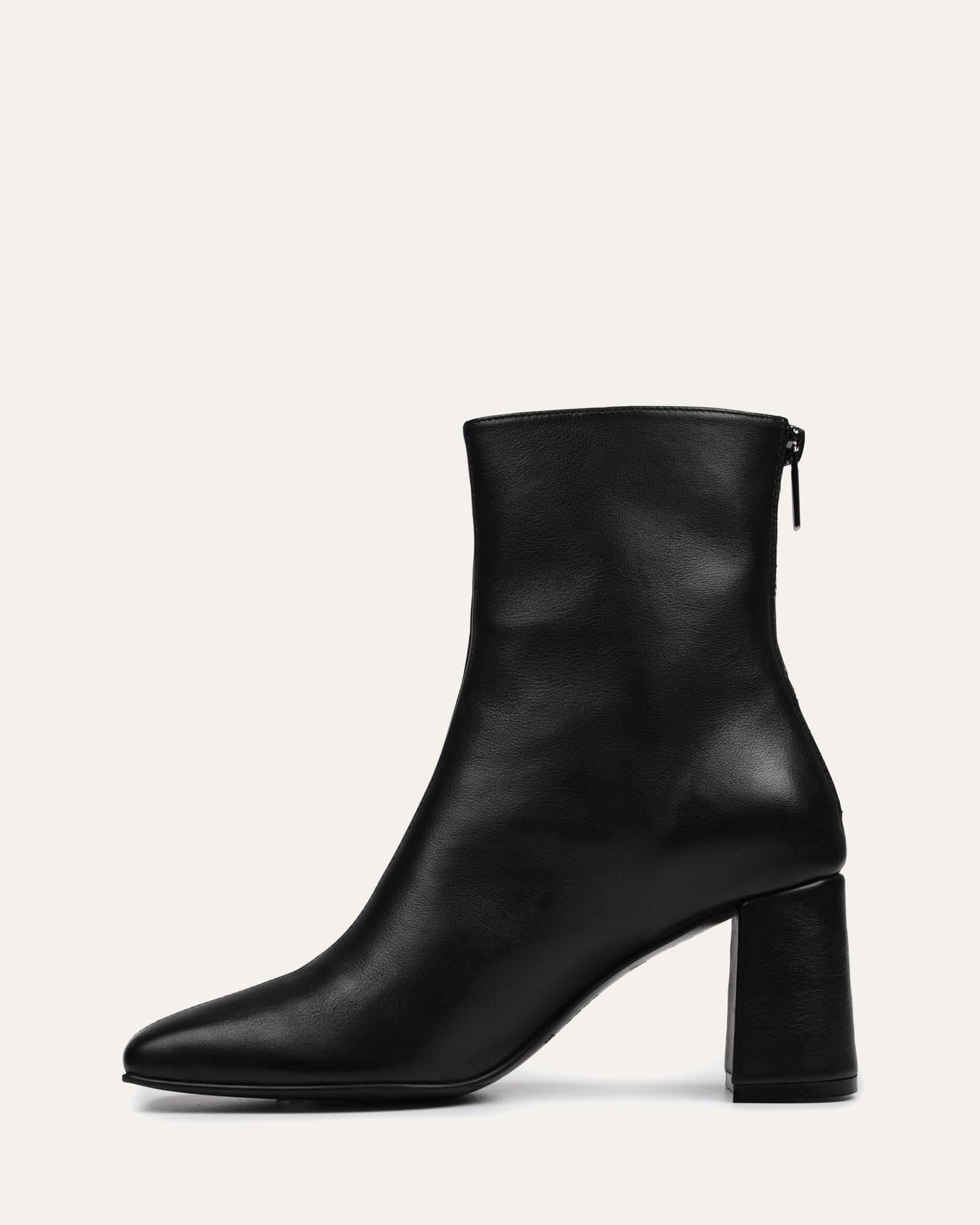 Nevada Mid Ankle Boots for Women - Genuine Black Leather Boots - Comfortable & Stylish for Casual Wear, Work, and Outdoor Activities
