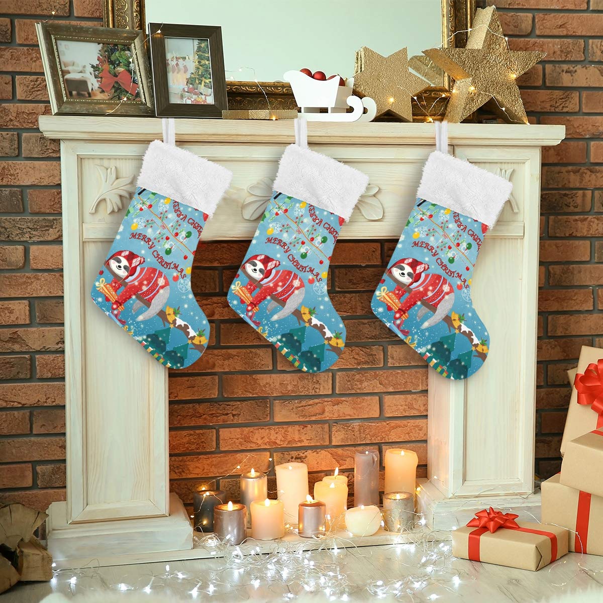 ALAZA Personalized Sloth Christmas Stockings - Large 17.7