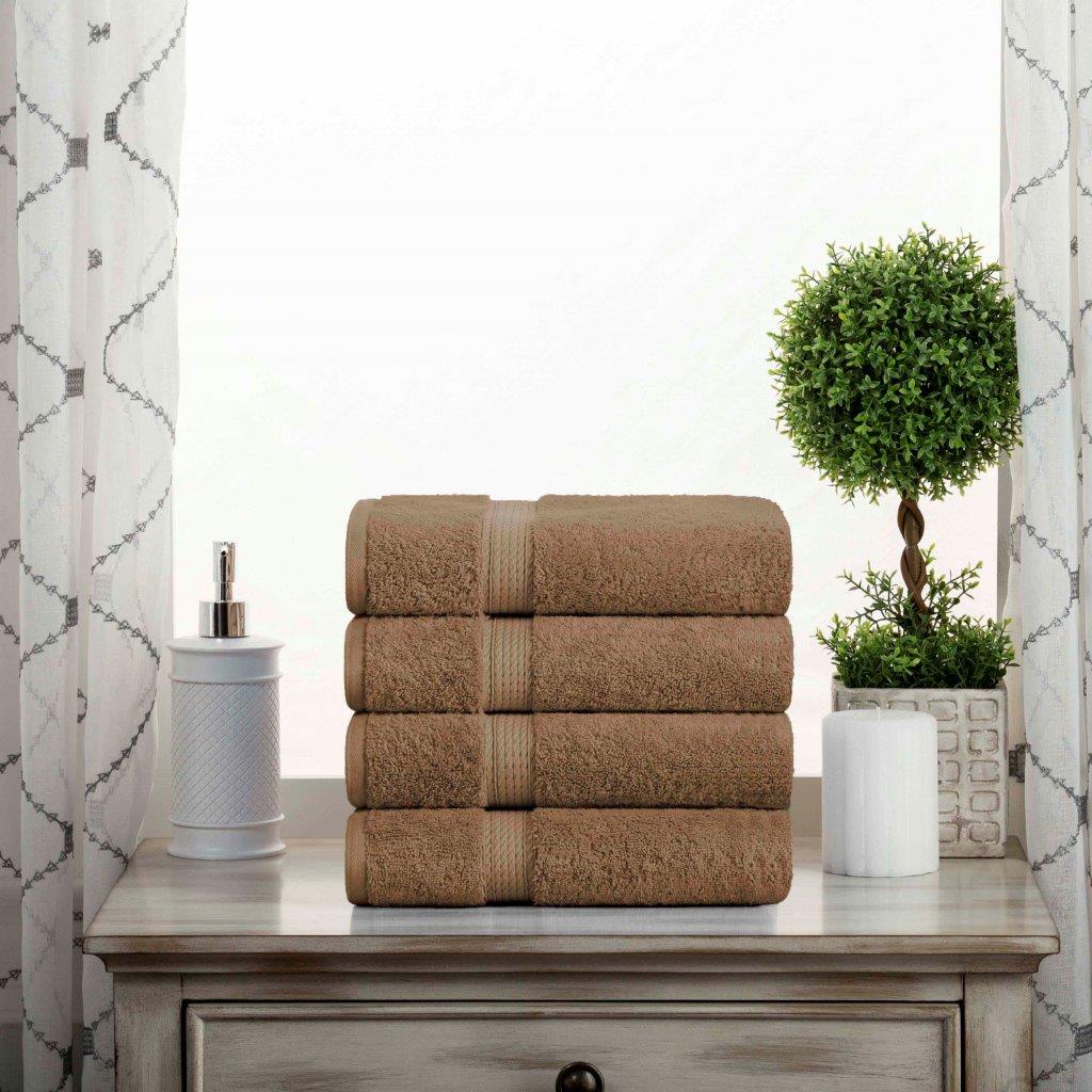 Premium Egyptian Cotton Plush Heavyweight Hand Towels - Ultra Soft & Absorbent Bath Towel Set of 4 for Spa, Bathroom & Luxury Home Decor