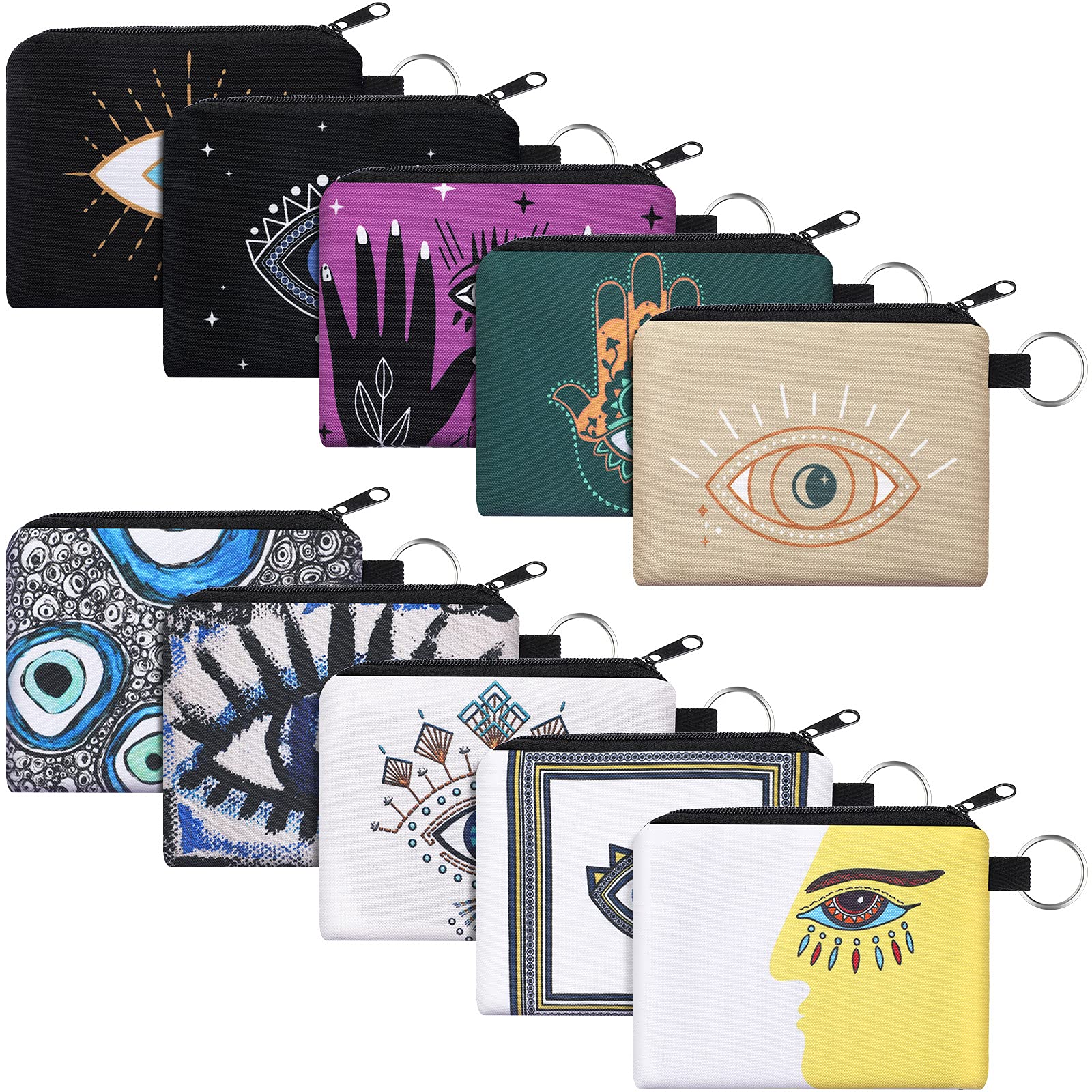 10 Pack Small Boho Coin Purse with Zipper - Mini Wallet Change Pouch for Women & Girls - Perfect for Travel, Shopping, and Organizing Loose Change