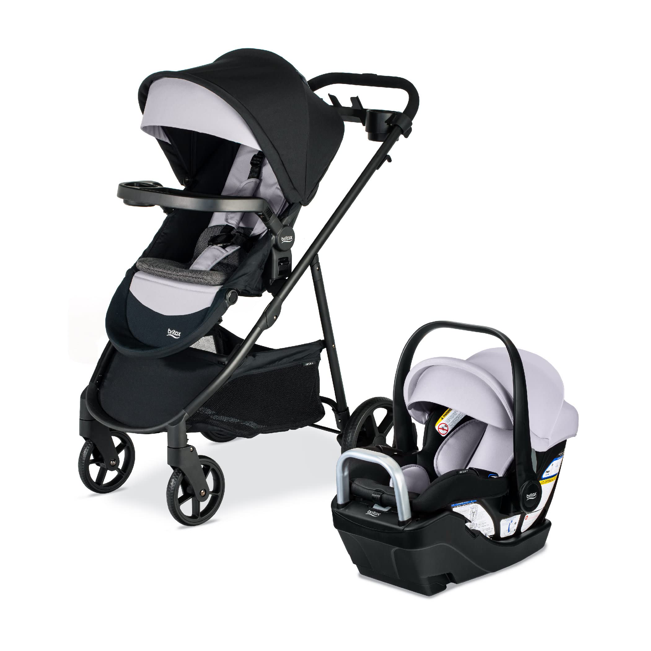 Britax Willow Brook S+ Baby Travel System - Infant Car Seat & Stroller Combo with Alpine Base | ClickTight Technology | SafeWash Insert & Cover | Glacier Onyx | Perfect for Newborns, Shopping & Travel