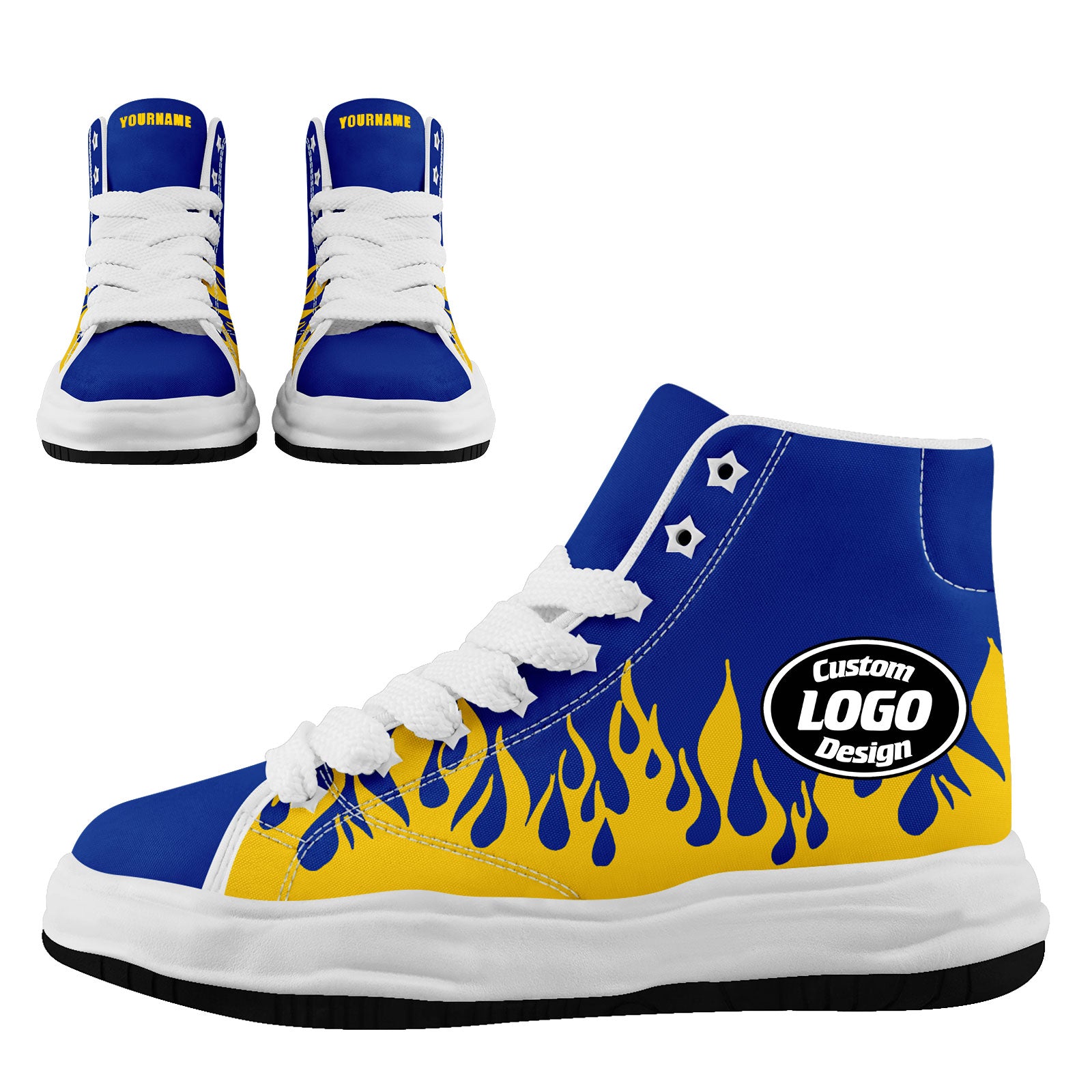 Custom Blue & Yellow Los Angeles Football Jersey with Firesoul Sports Shoes Combo - Personalized Soccer Uniform & Cleats Set for Men - Perfect for Game Day, Training & Fan Support