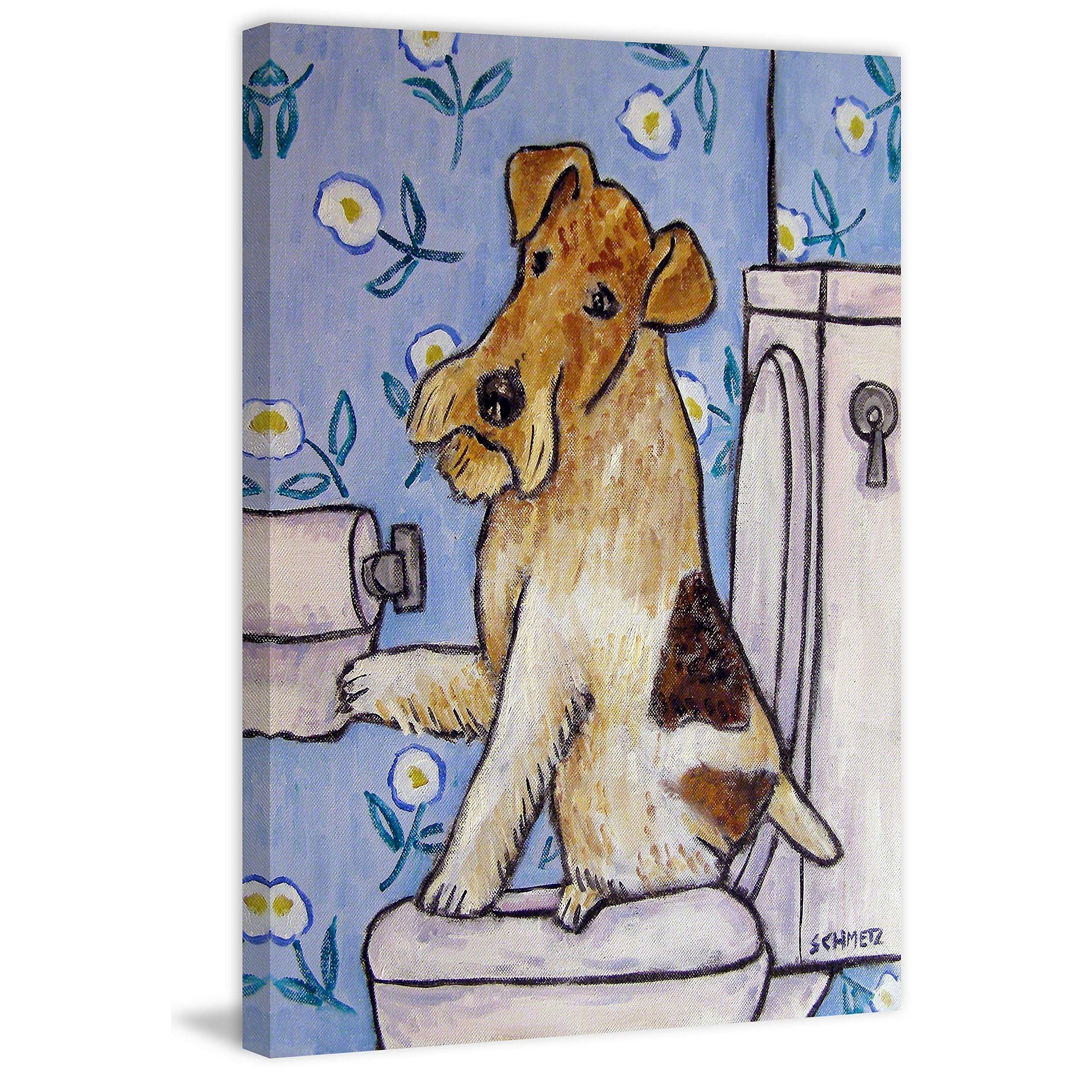 Handmade Fox Wire Terrier Canvas Print - 16x24 Inch Wall Art Decor by Marmont Hill | Perfect for Living Room, Bedroom & Office Decor