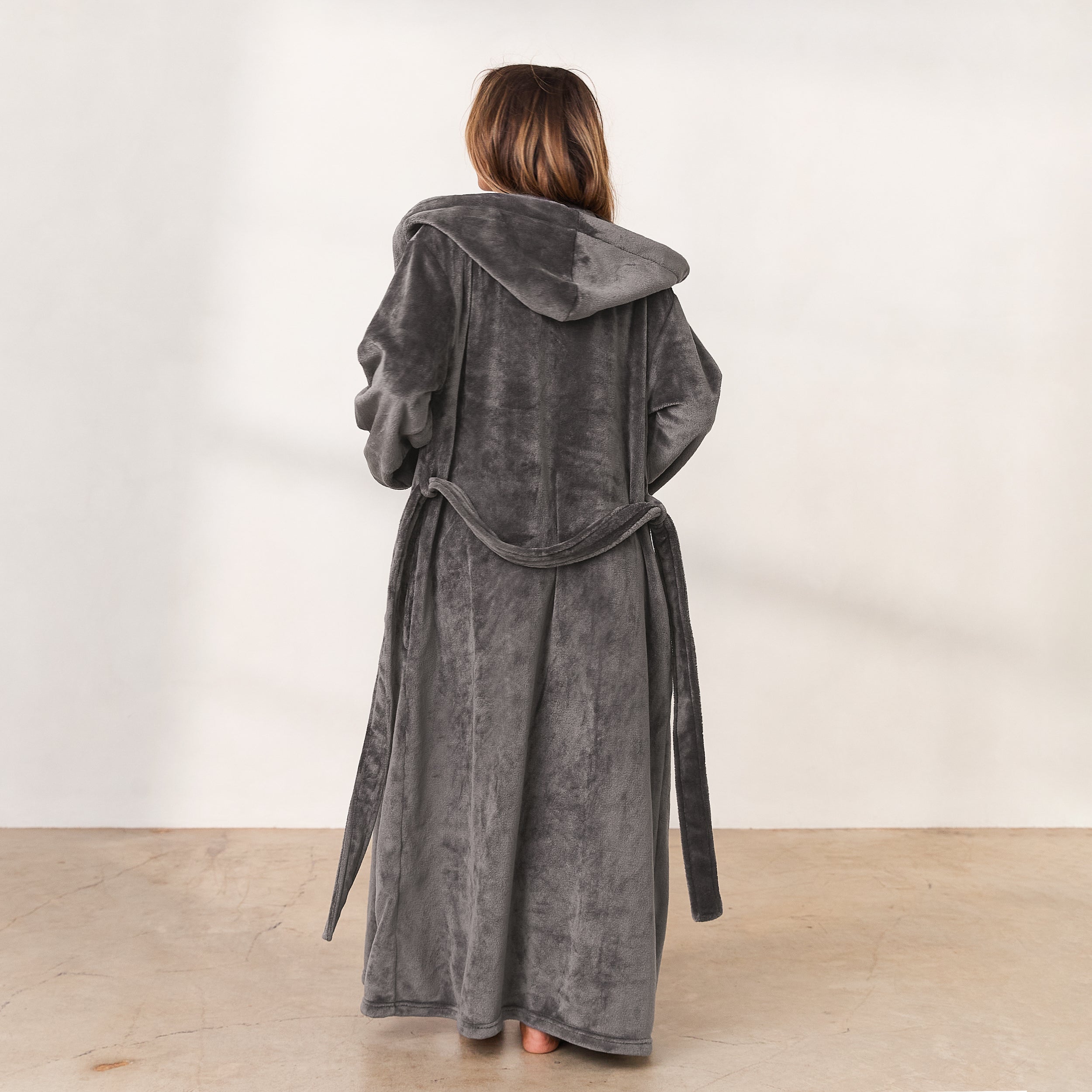 Cozy Cuddle Me Dressing Gown for Women - Soft Fleece Robe in Charcoal Grey - Perfect for Lounging, Spa Days & Cold Winter Nights