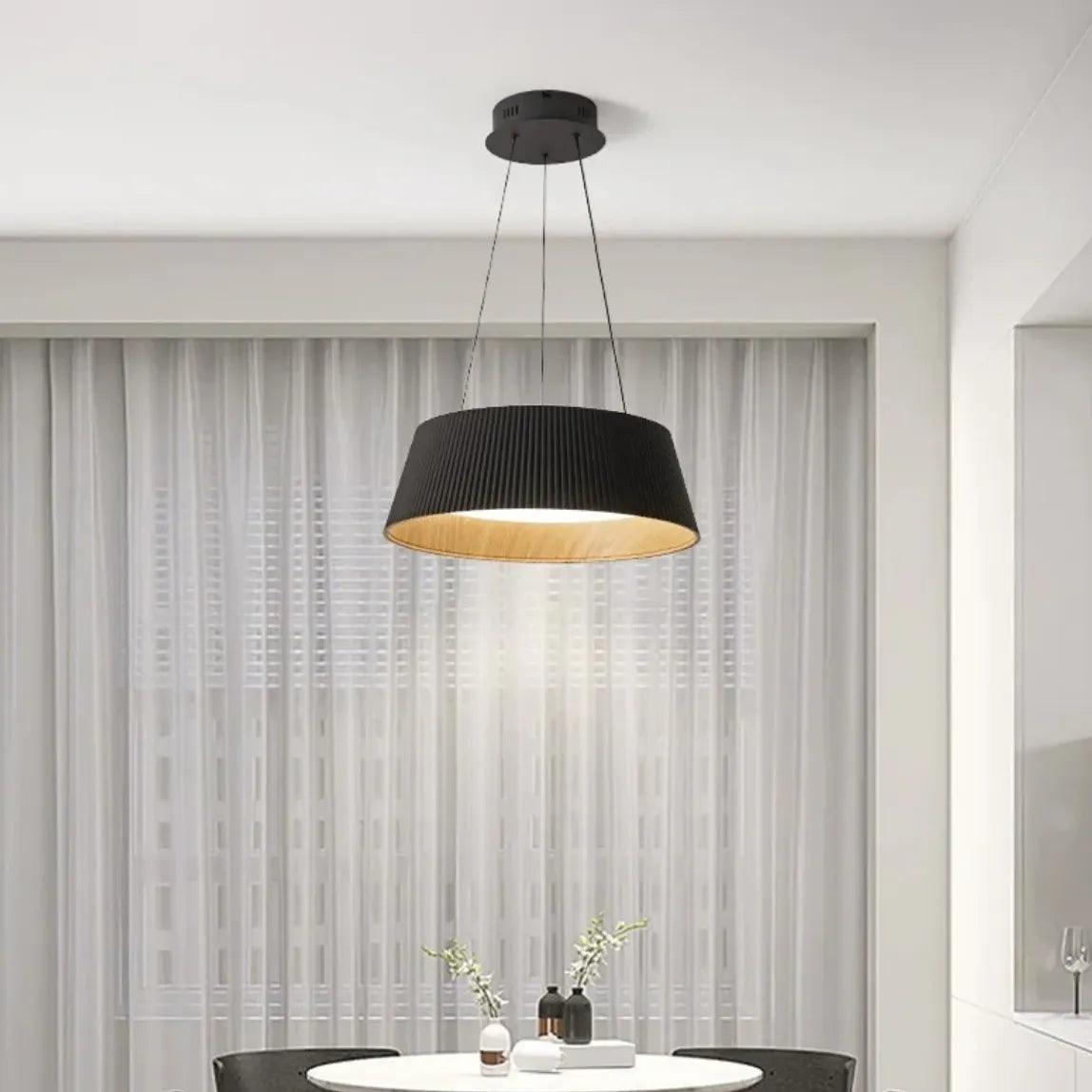 Modern Round Ceiling Light with Vertical Texture - Minimalist Design for Living Room, Bedroom & Dining Room Lighting