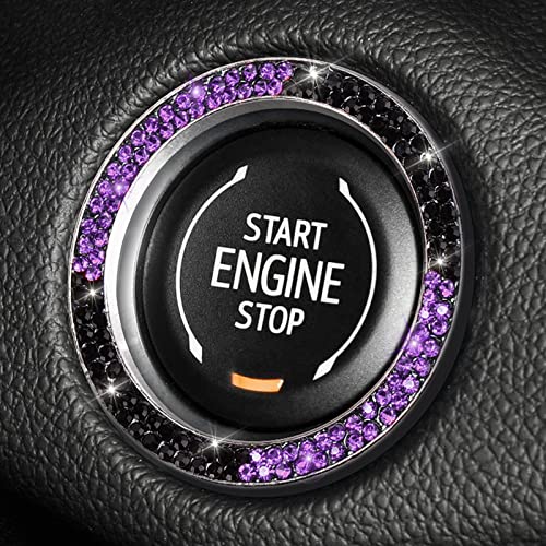 ToBeQueen Crystal Car Bling Ring Stickers - Black & Purple Car Interior Accessories for Women | Luxury Car Decor, Dashboard Jewelry & Vehicle Personalization for Sedans, SUVs & Trucks