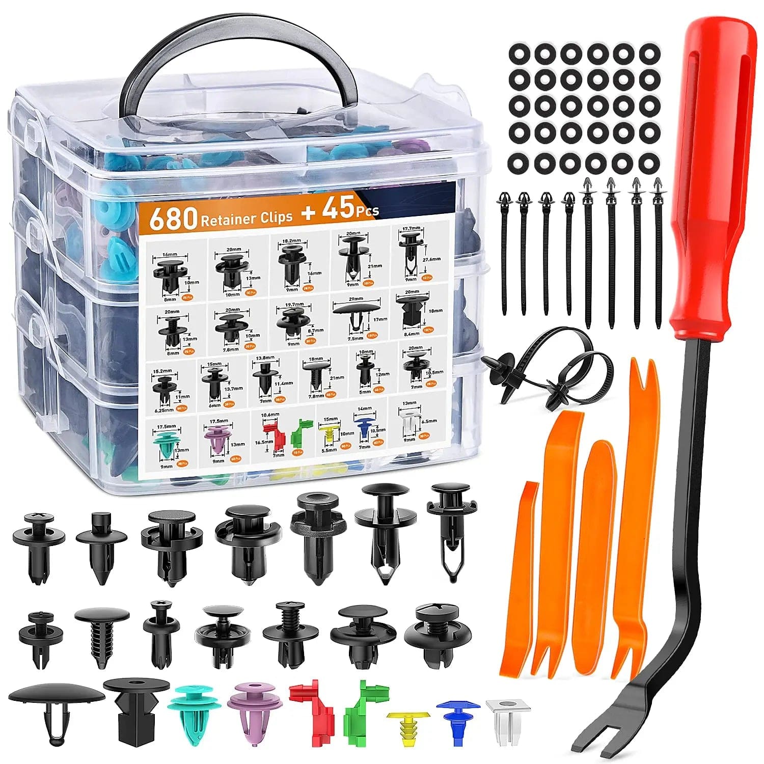 725 Pcs Car Push Retainer Clips Kit - Universal Fit for Toyota, GM, Ford, Honda, Chevy - Auto Body Fasteners for Bumper, Fender, Trim & Interior Panel Repair
