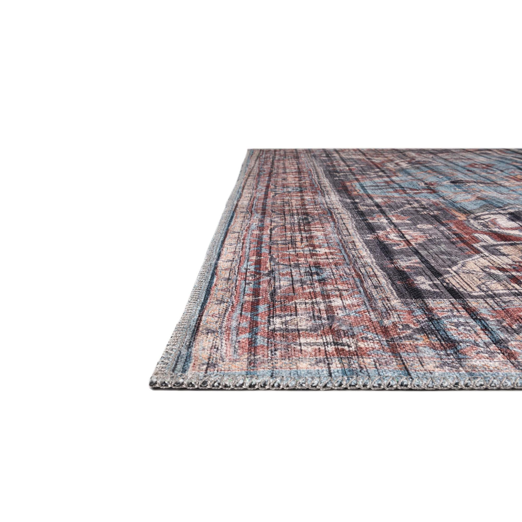 Washable Blue Low-Pile Rug 8' x 10' - Maahru Collection by Rugs.com | Perfect for Living Rooms, Dining Rooms & Open Floor Plans | Pet-Friendly & Easy-Clean Home Decor for High-Traffic Areas