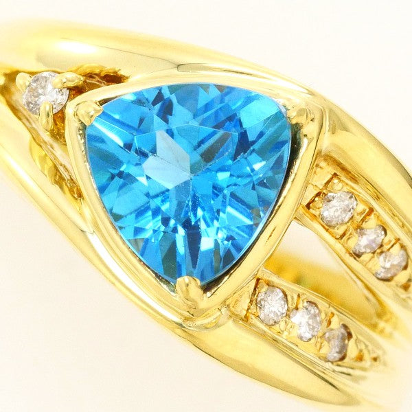 18K Yellow Gold Blue Topaz Diamond Ring for Women - Elegant Birthstone Jewelry Gift for Anniversary, Engagement & Special Occasions