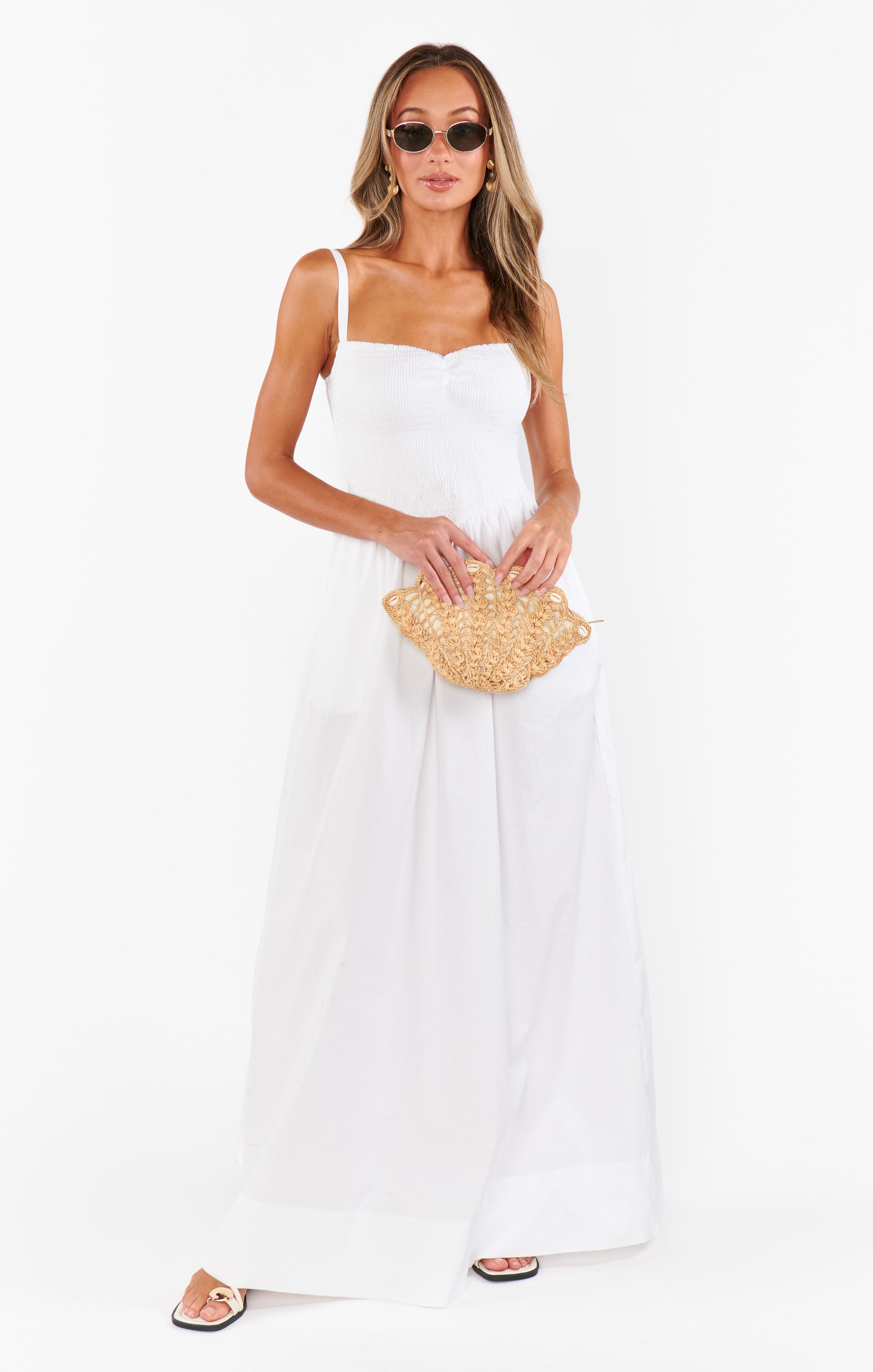 Dixie Maxi Dress - White Poplin Summer Dress for Women | Beach, Vacation & Casual Wear