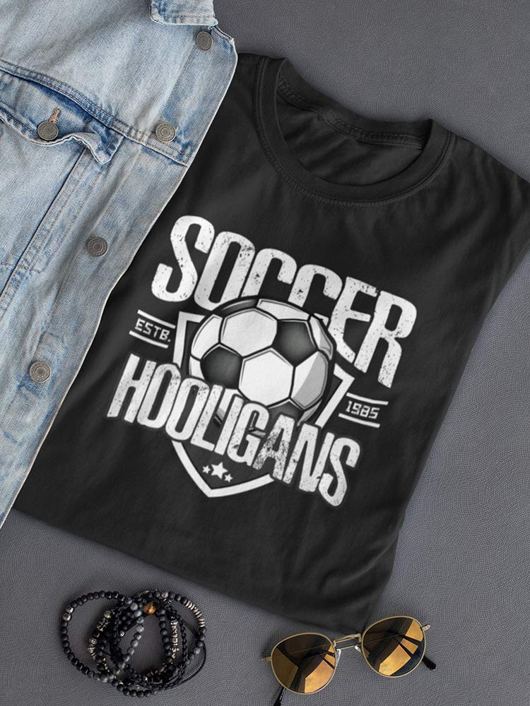 Smartprints Soccer Hooligans Graphic T-Shirt for Women - Comfortable Cotton Tee for Soccer Fans, Game Day Outfits & Casual Wear