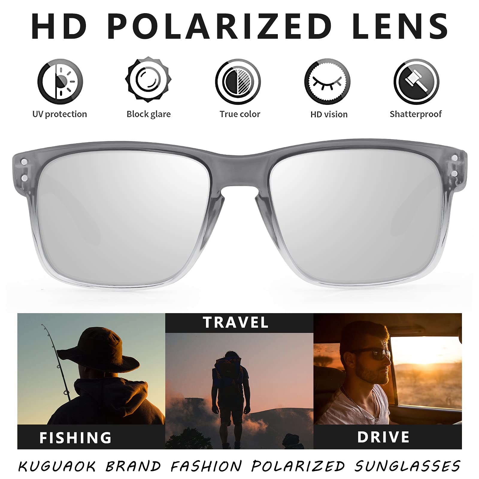 Polarized Square Sunglasses for Men & Women - UV Protection for Outdoor Sports