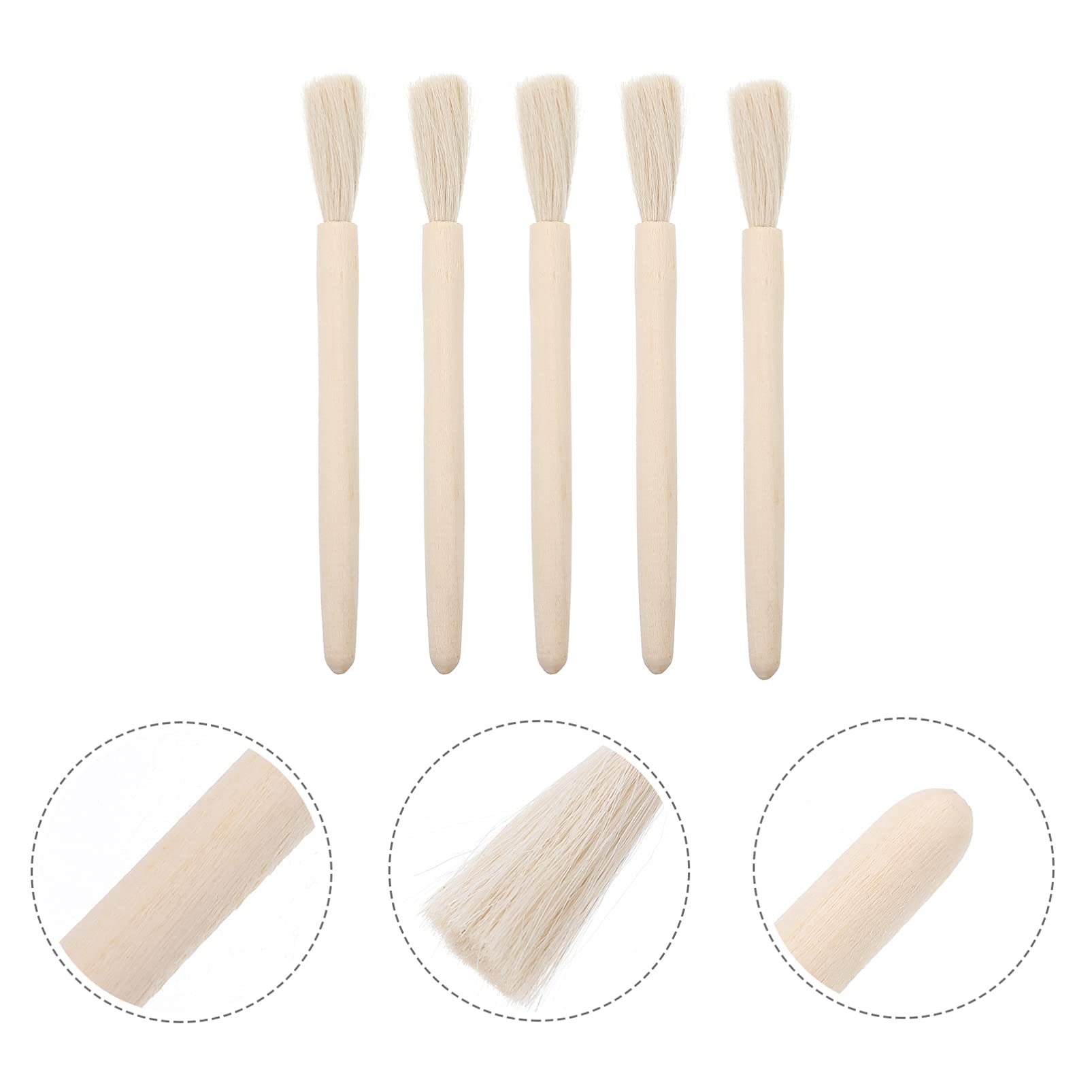 5-Pack Wooden Handle Cleaning Brushes for Lab, Coffee, Keyboard & Windows - Multi-Purpose Beaker, Scale & Groove Cleaning Brushes for Home, Office & Laboratory Use
