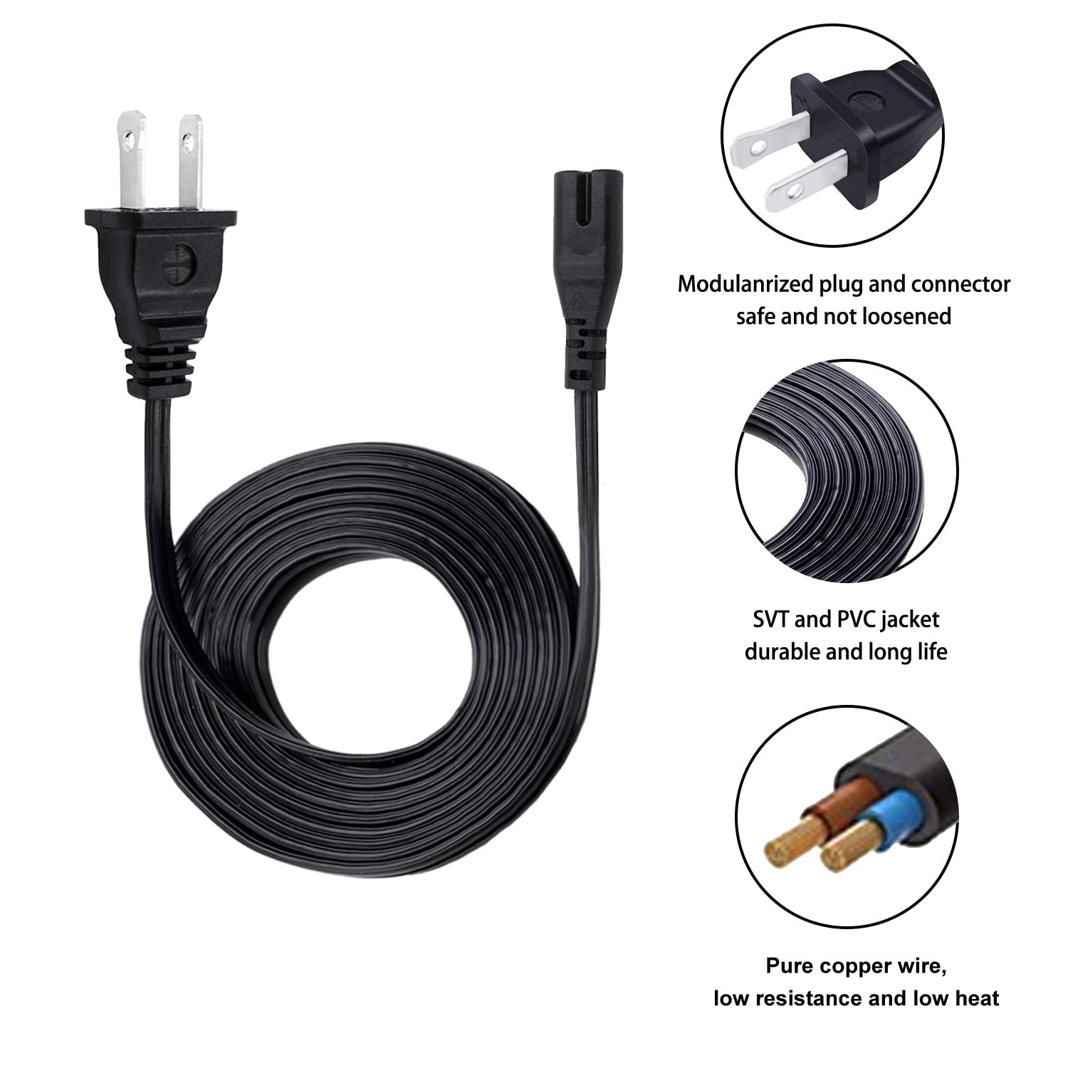 Replacement Power Cord for Echo Studio & Klipsch SW-350/SW-450/R10B/SB3/SB-1 Subwoofers - 8ft IEC C7 2-Prong AC Cable - Perfect for Home Theater & Smart Speaker Setups